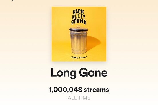 I have no idea how we got here, but our first single &ldquo;Long Gone&rdquo; passed one million streams on Spotify. Thank you to everyone who lent an ear over the years, sang it back to us at a show, and who has helped and supported us along the way.