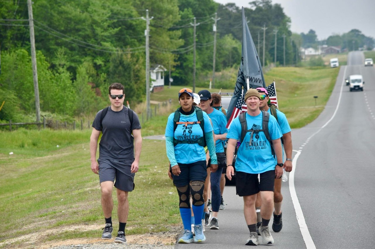 Wearing the weight of our cause, not as a burden, but as armor. Marching 222 miles for the warriors fighting the battle within.