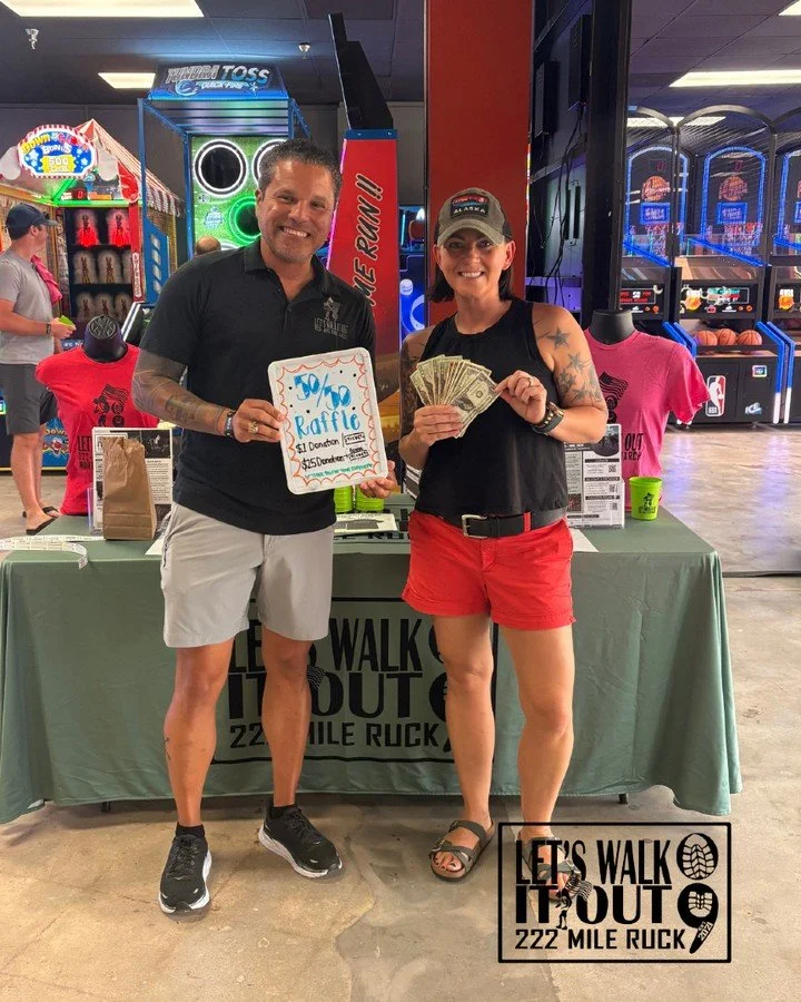 Congratulations to the winner of the 50/50 Raffle.  Thanks to all the donors, and a big thank you to Sol's Arcade + Taproom for hosting us.

#letswalkitout222mileruck #letswalkitout2026 #fayettevillenc #ftbraggnc #raefordnc #camplejeunenc #lwo2026 #c