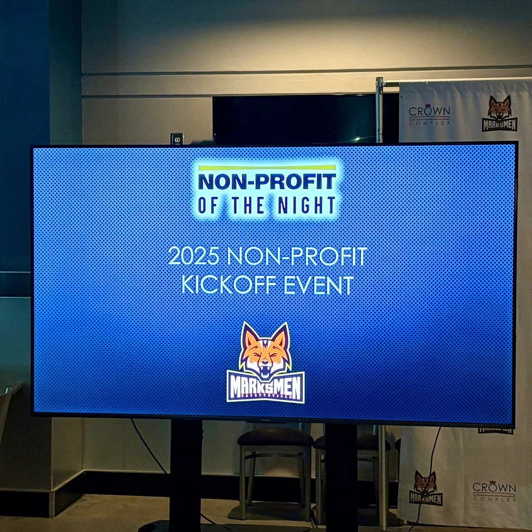 Getting ready for the Non Profit Of The Night Draft at the Fayetteville Marksmen.