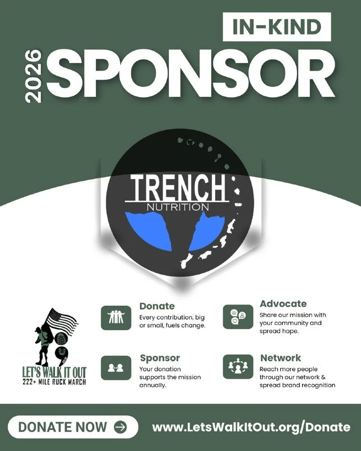 Shoutout and huge thanks to our awesome returning 2026 In-Kind Sponsor, Trench Nutrition in downtown Fayetteville, NC! ⚡🥤🍓

Your generous in-kind support&mdash;fueling our ruckers with protein shakes, energy-boosting teas, iced coffees, a&ccedil;a&
