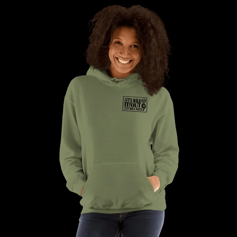 Cooler mornings are here. Layer up for the mission.

Every Unisex Hoodie from Let's Walk It Out - 222+ Mile Ruck March puts dollars back into the work of breaking the stigma around mental health and suicide in our veteran and first responder communit