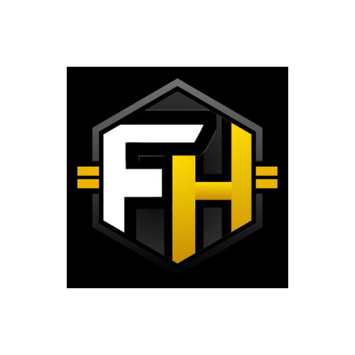 A logo featuring a stylized letter 'F' and 'H' in white and yellow, enclosed in a black hexagon with three yellow lines on each side.
