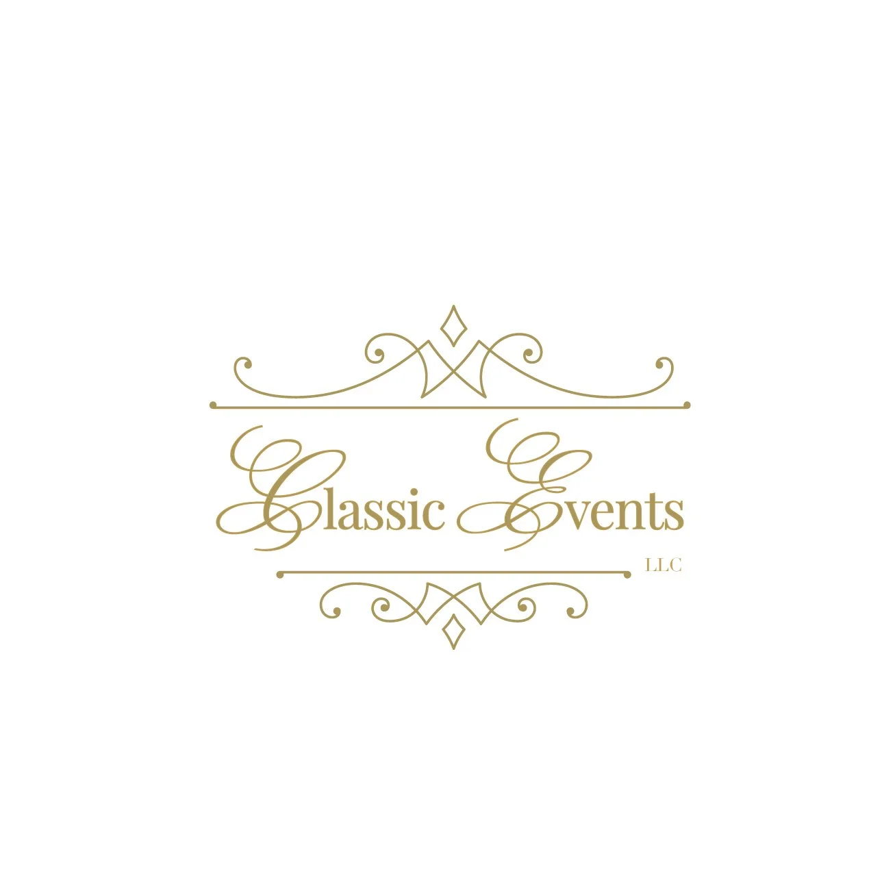 Logo for Classic Events LLC with ornate decorative design and elegant gold script text.