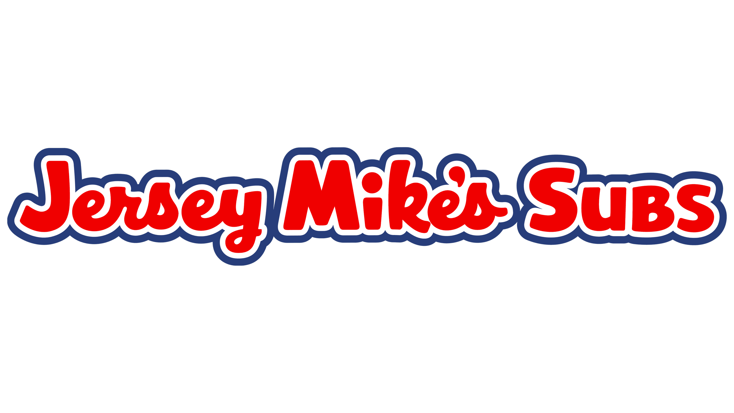 Jersey Mike's Subs logo with red and white text outlined in dark blue.