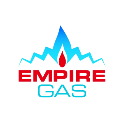 Logo with a blue flame, a red flame in the center, and the words "EMPIRE GAS" in red and blue.