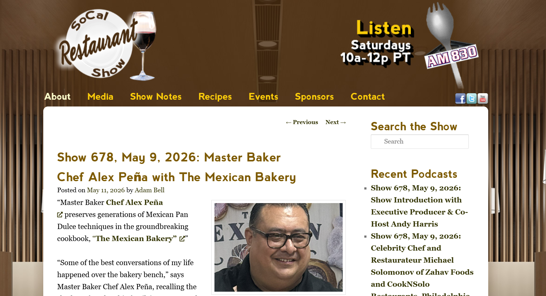 Chef Alex interviews with the SoCal Restaurant Show, reaching 36,000+ listeners in the Southern California area - May 9th 2026