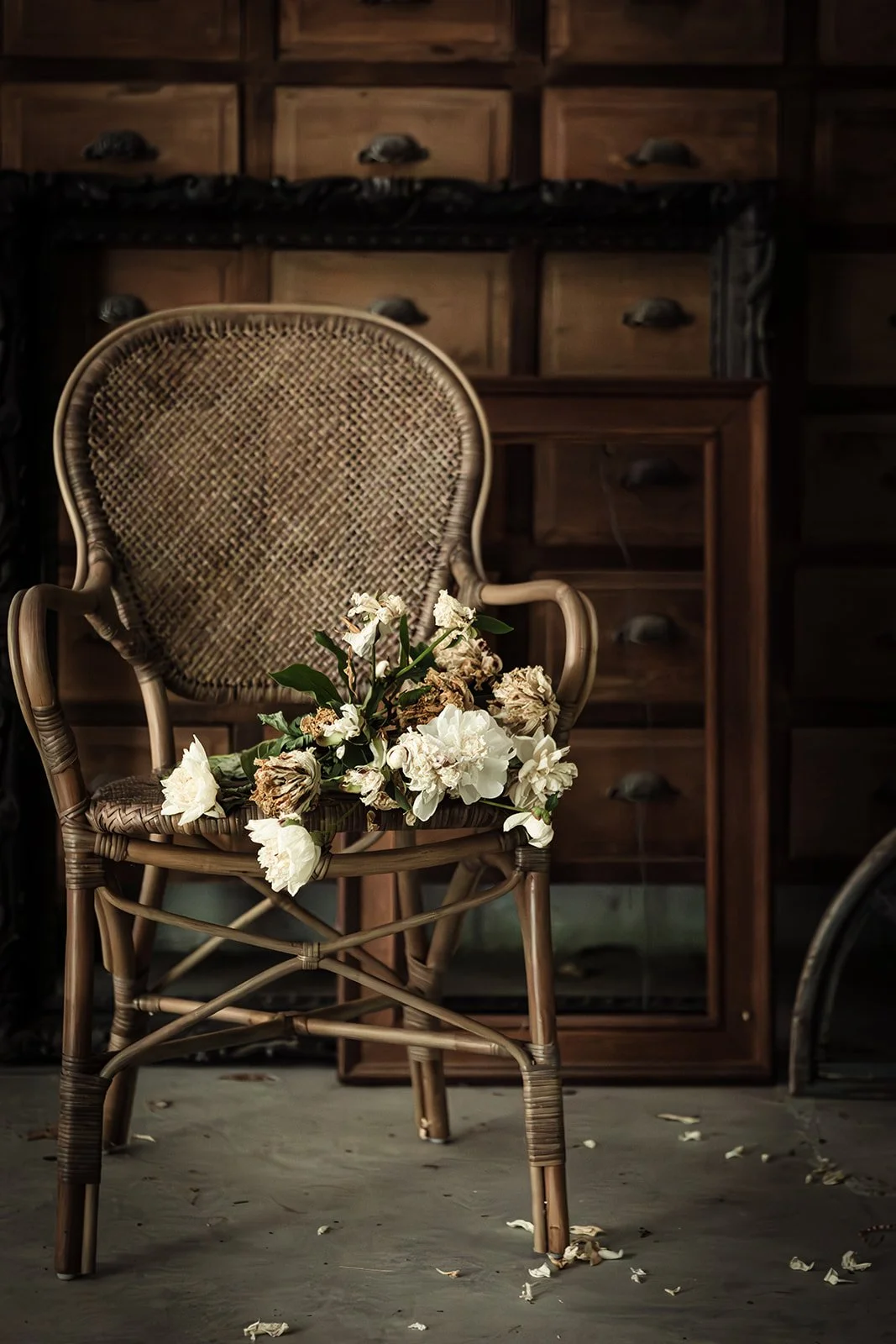 Florals on the Chair in Jeanne's Workshop