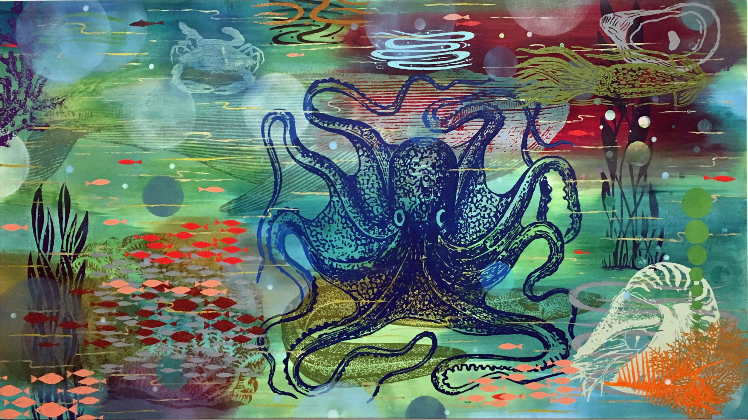 Blue octopus — 40”x72” oil on canvas ©2018 Francis X Pavy