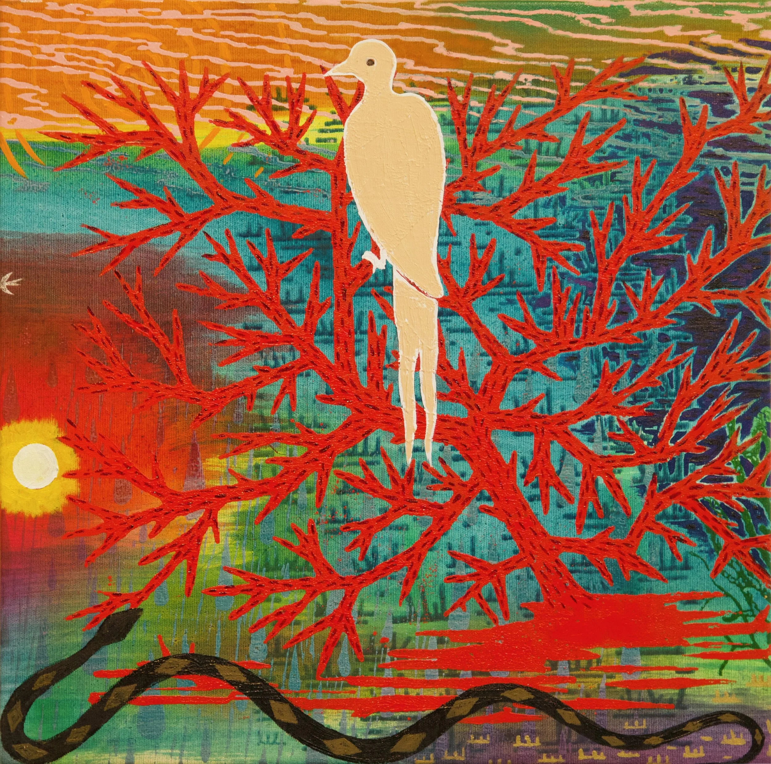 Red Thorn Bush 20"x20" oil on canvas