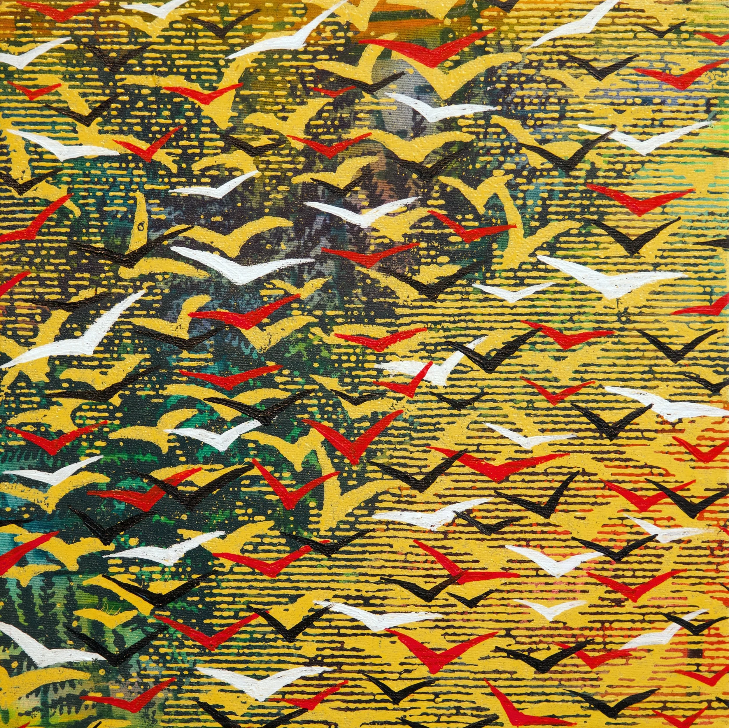 Flock Before the storm 20" x 20" oil on canvas