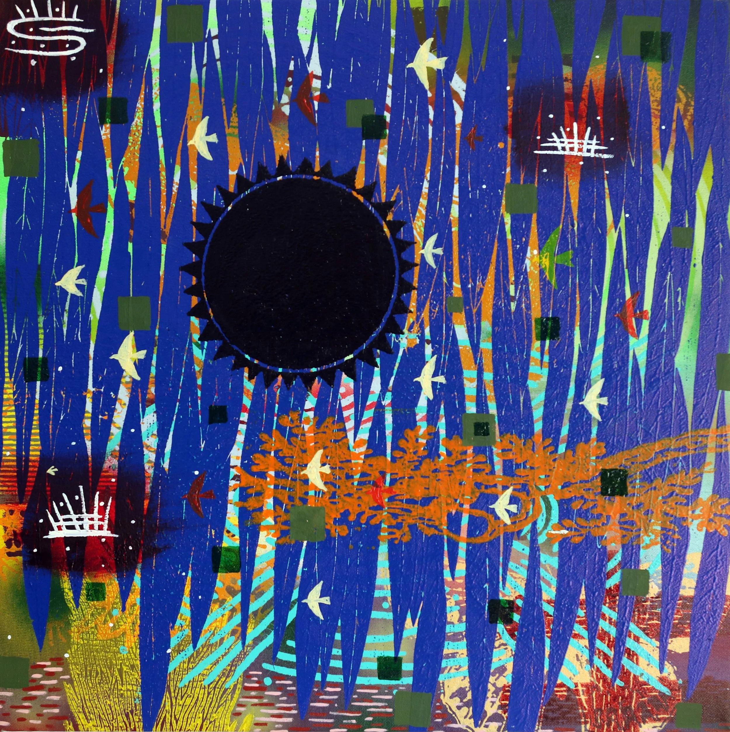 Eclipse with Blue Willows 24" x 24" oil on canvas