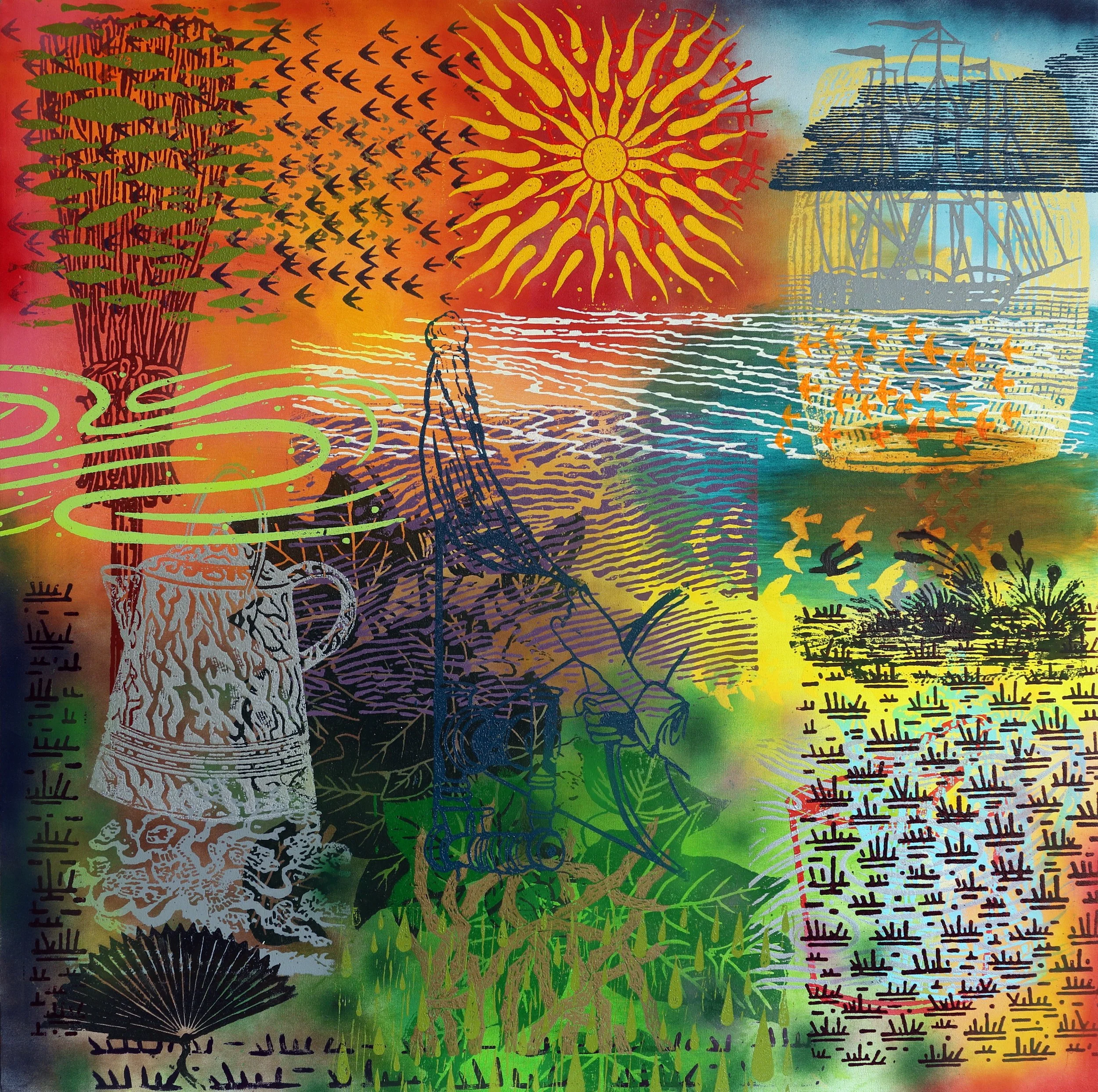 Keepers of the Seed 42"x42" mixed media on canvas