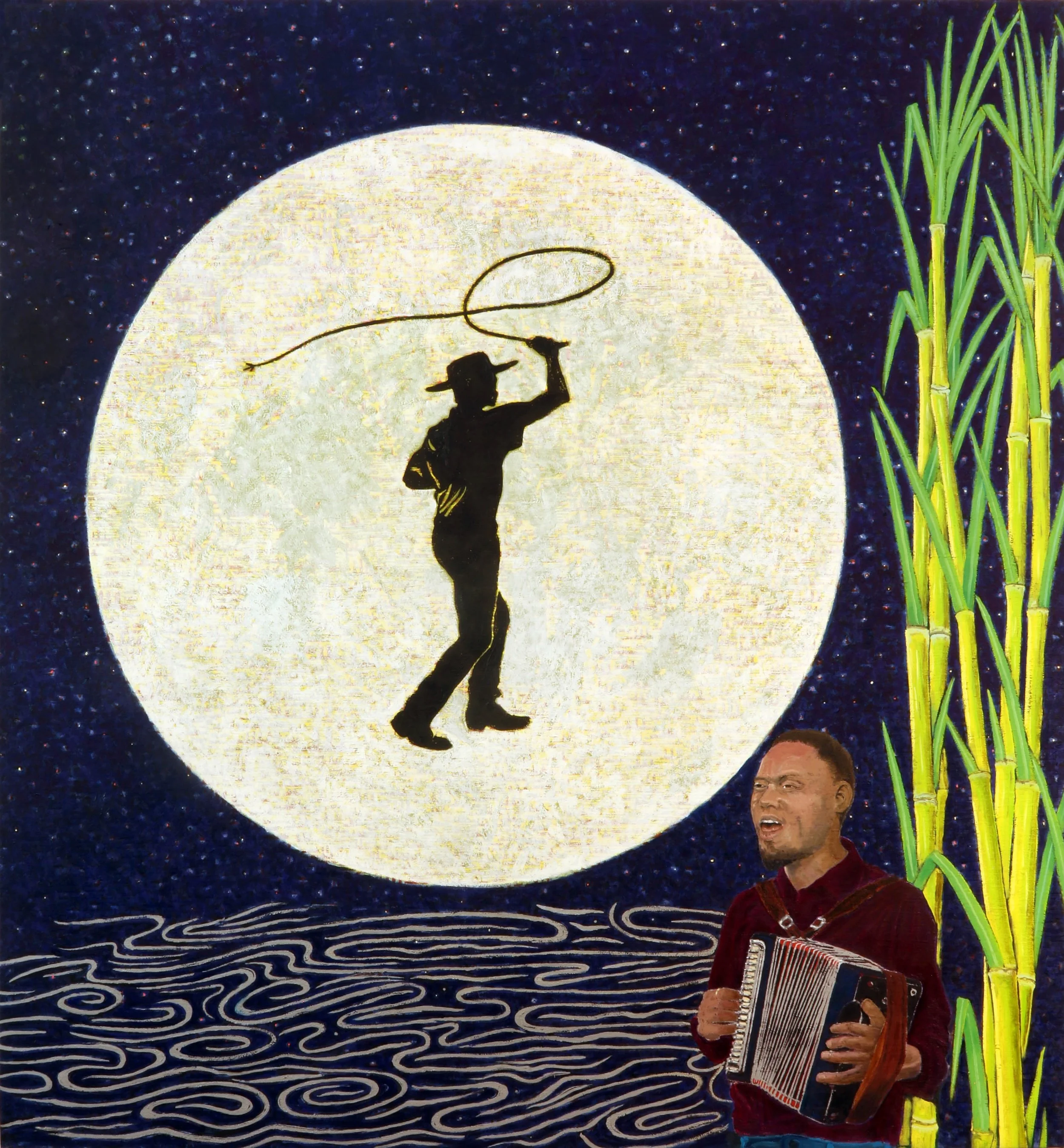 Full moon whip crack 54" x 50" oil on canvas