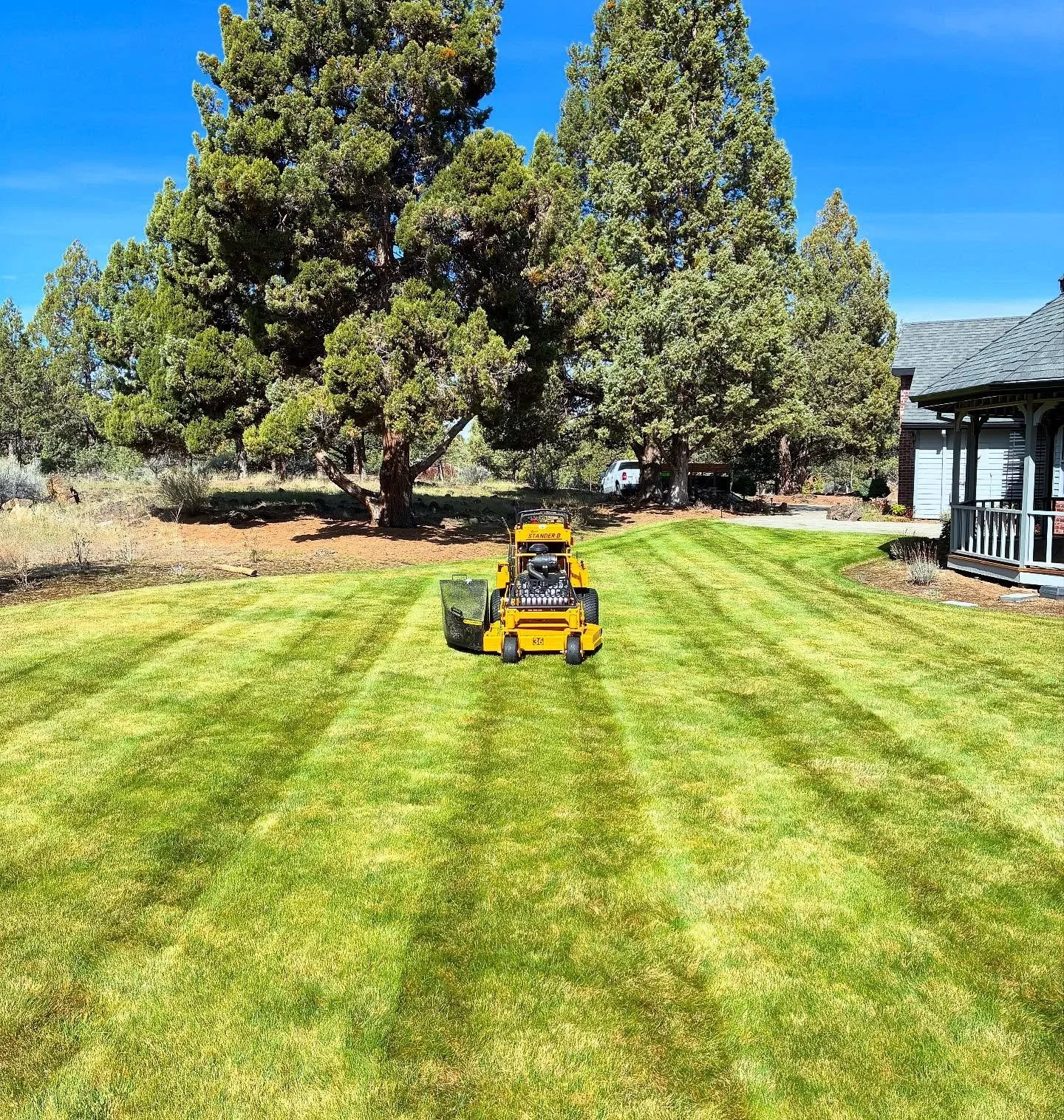High Desert Stripes w/ the new @wrightmowers 36&rdquo;🌲 

#LawnMaintenance #CentralOregon #DeckersLawnCare #BendOr