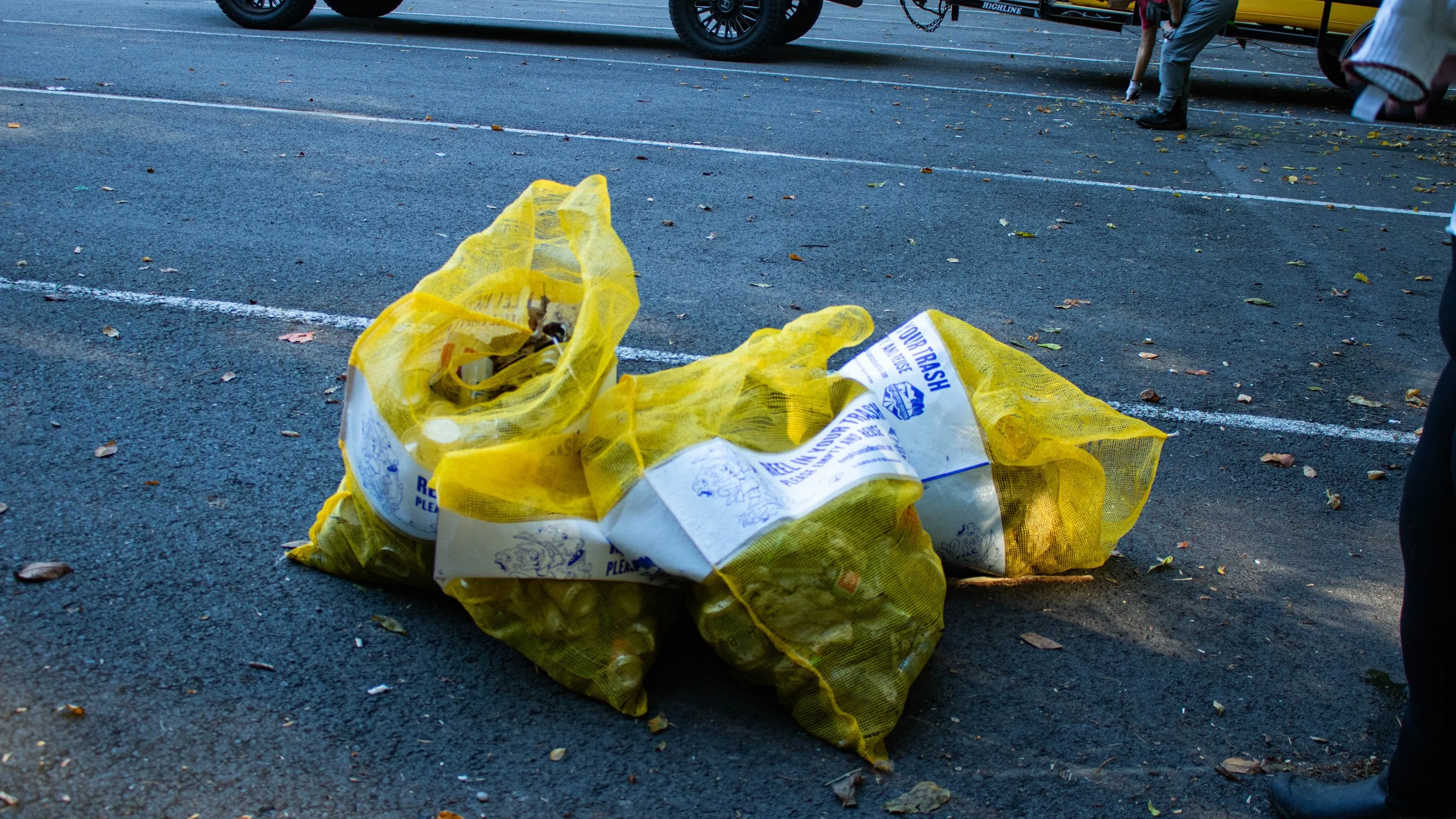 4 bags of gathered trash