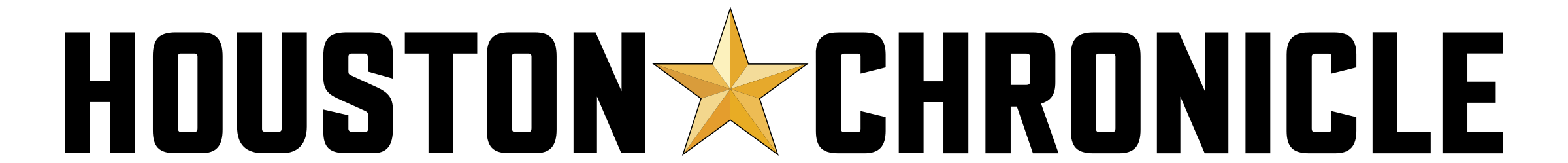 Houston Chronicle logo with black text and gold star on a white background