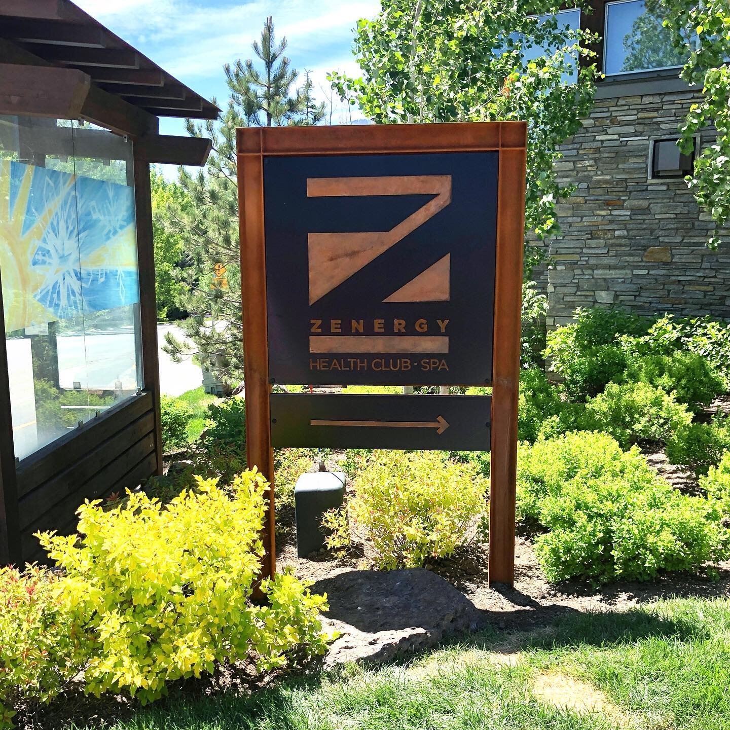 Custom steel sign with a copper patina to make a beautiful finish 🤩 

#windycitysv #metal #sign #copper #steel #zenergy #sunvalley #visitsunvalley #healthclub #spa