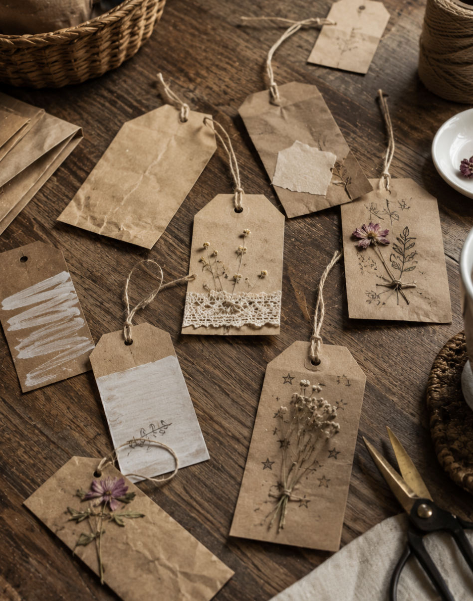 Turning Paper Grocery Bags into Gift Tags