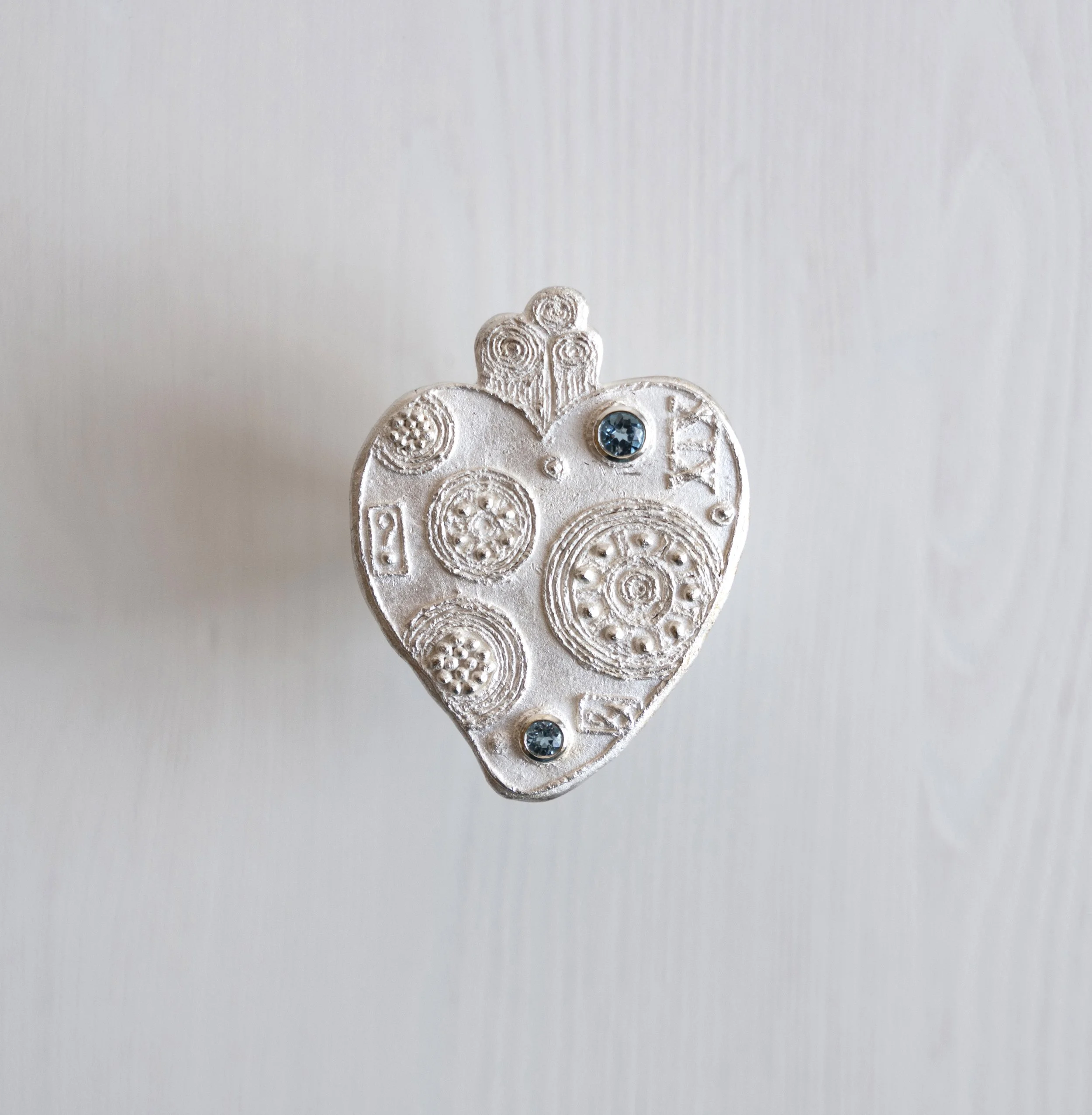 Aquamarine & Sterling Silver Heart Ring. Thymes