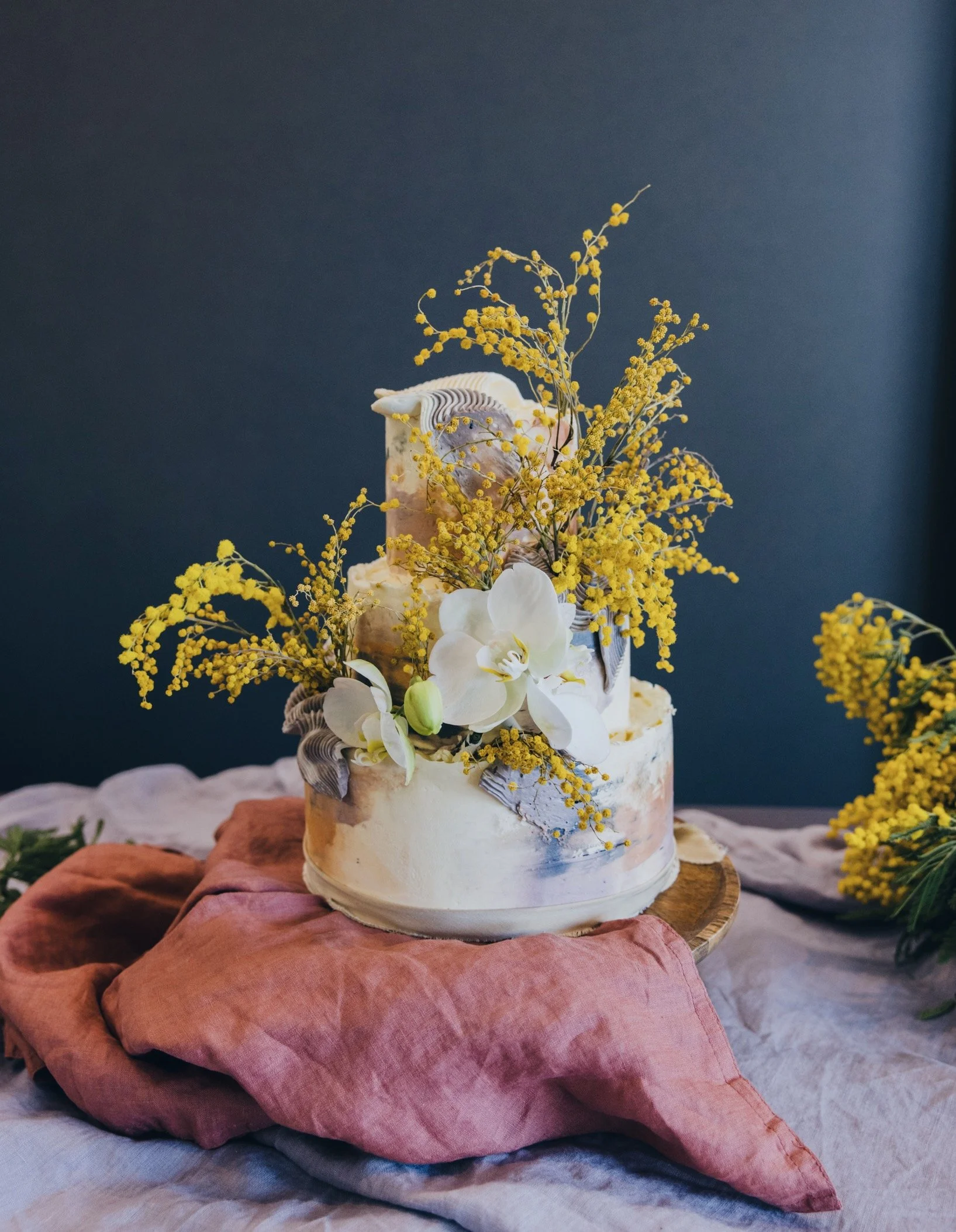 Mimosa wedding cake Hepworth.JPG