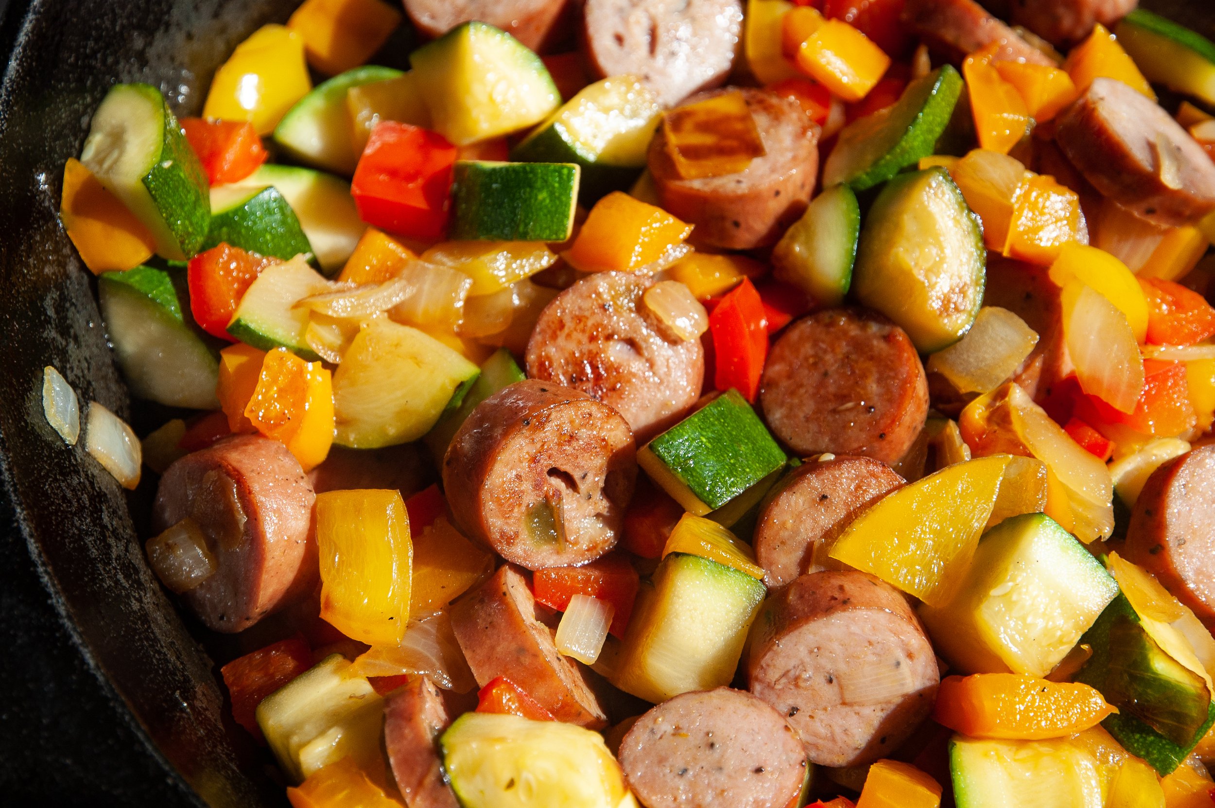 How to make a sausage and veggie skillet