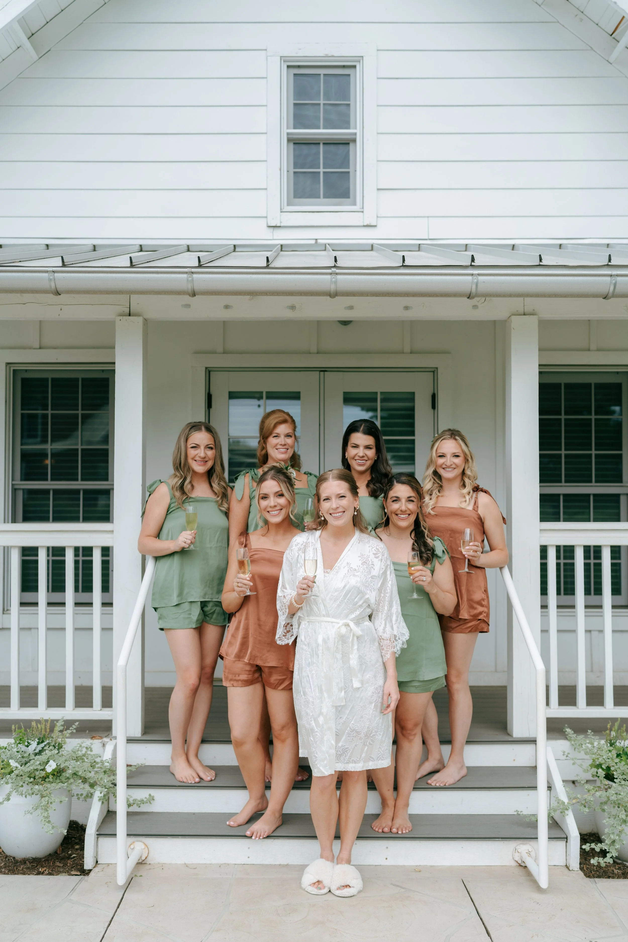 bride and bridesmaids in their robes at The Barn at Raccoon Creek