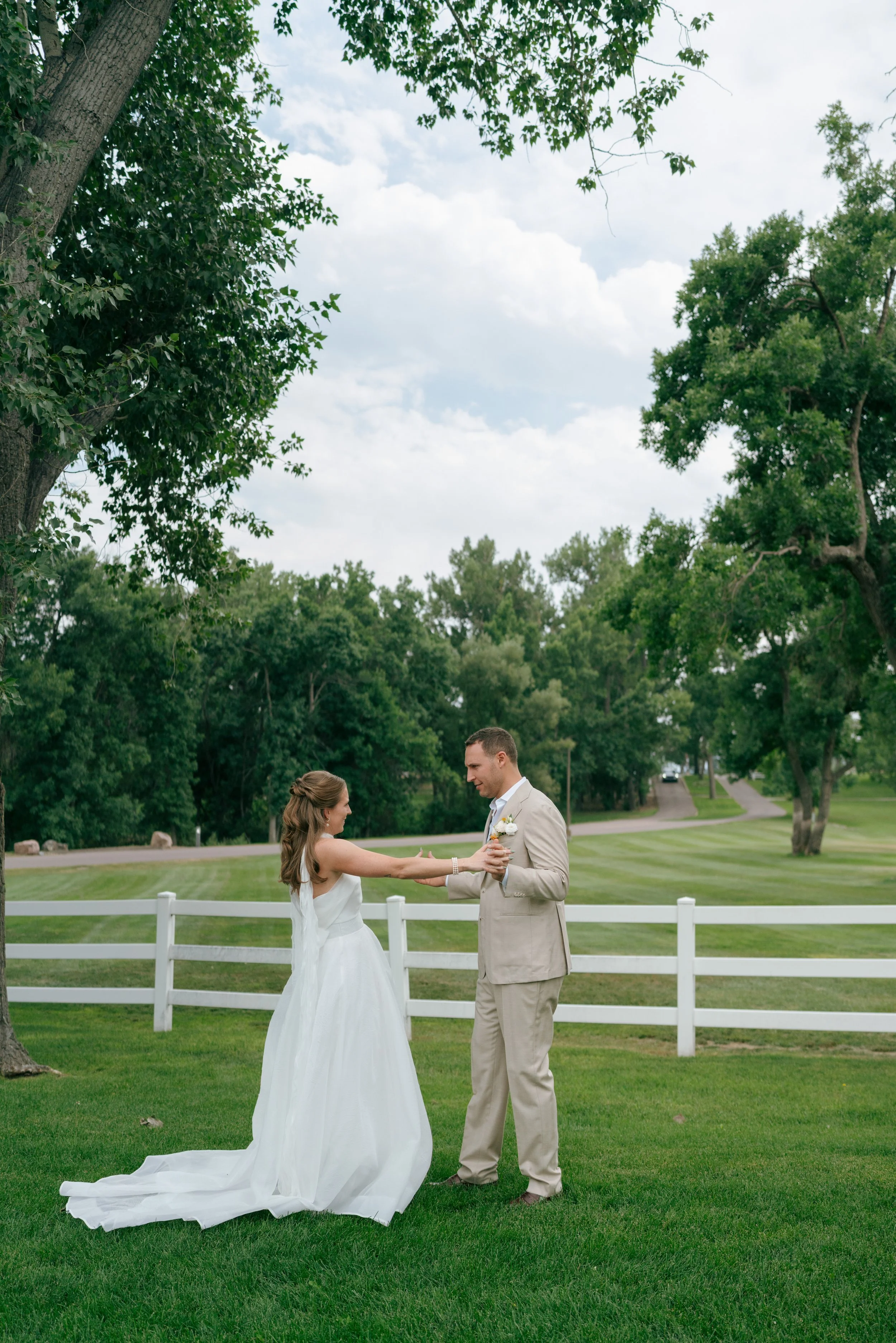 bride and groom sharing a moment before the ceremony 