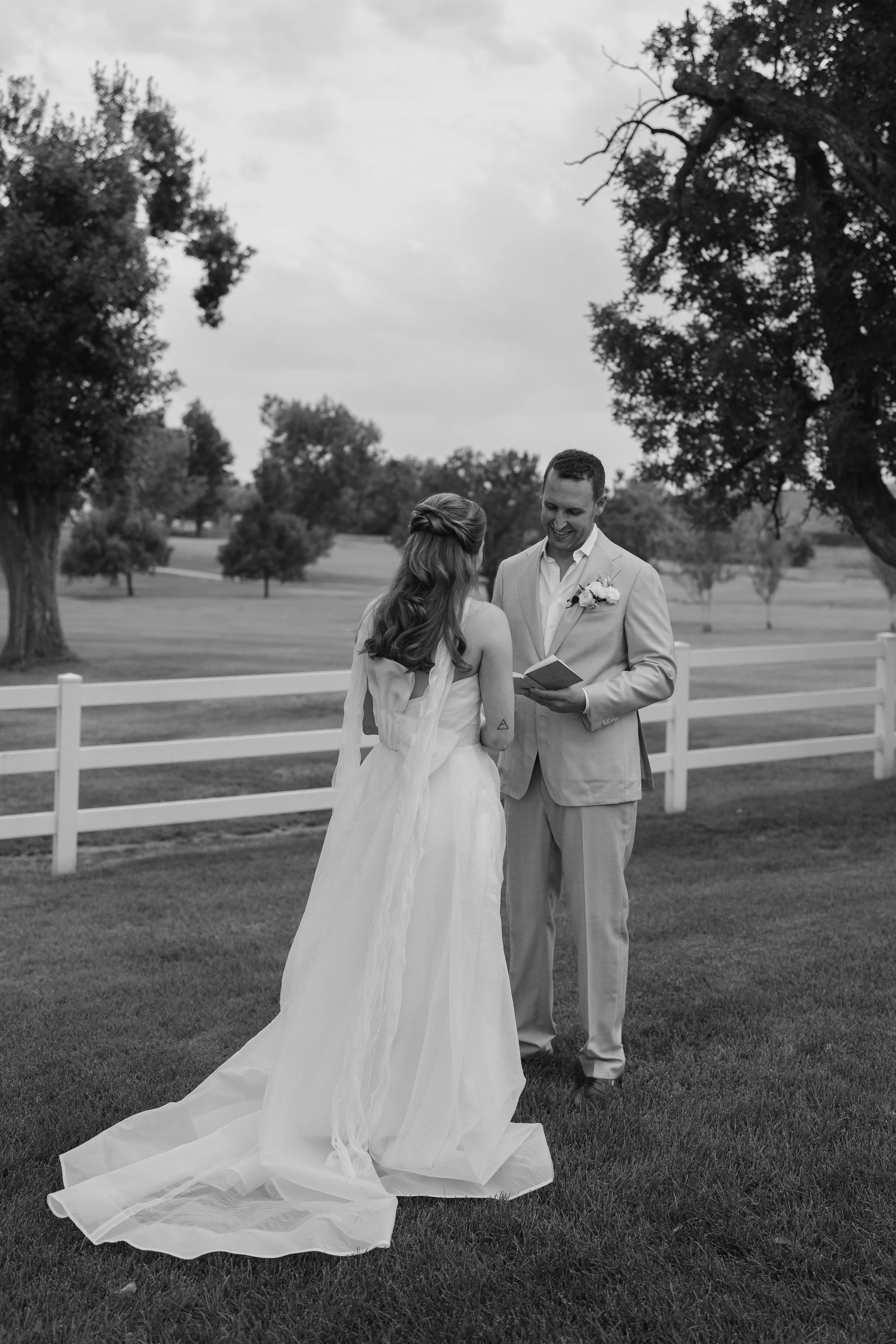 bride and groom saying their private vows at The Barn at Raccoon Creek