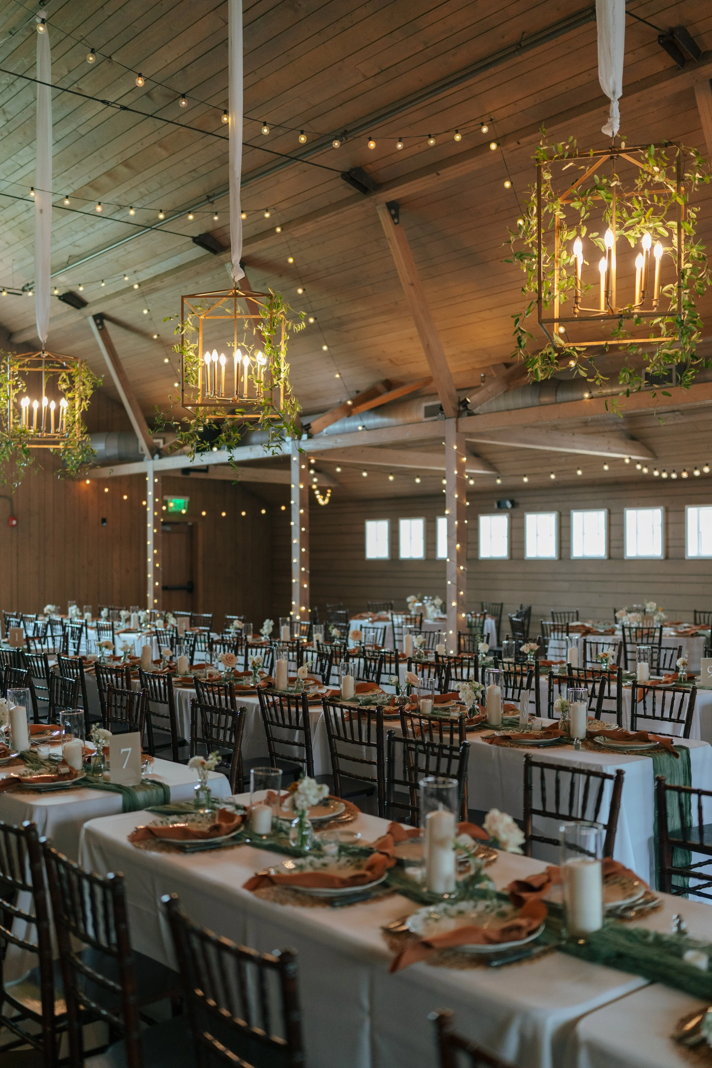 the wedding reception space at The Barn at Raccoon Creek