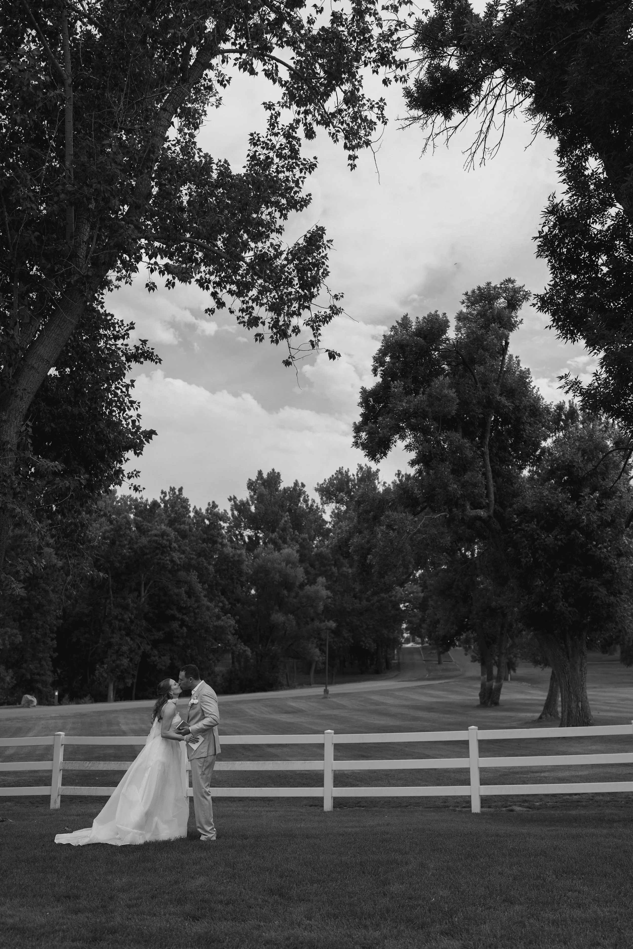 bride and groom portrait in black and white 