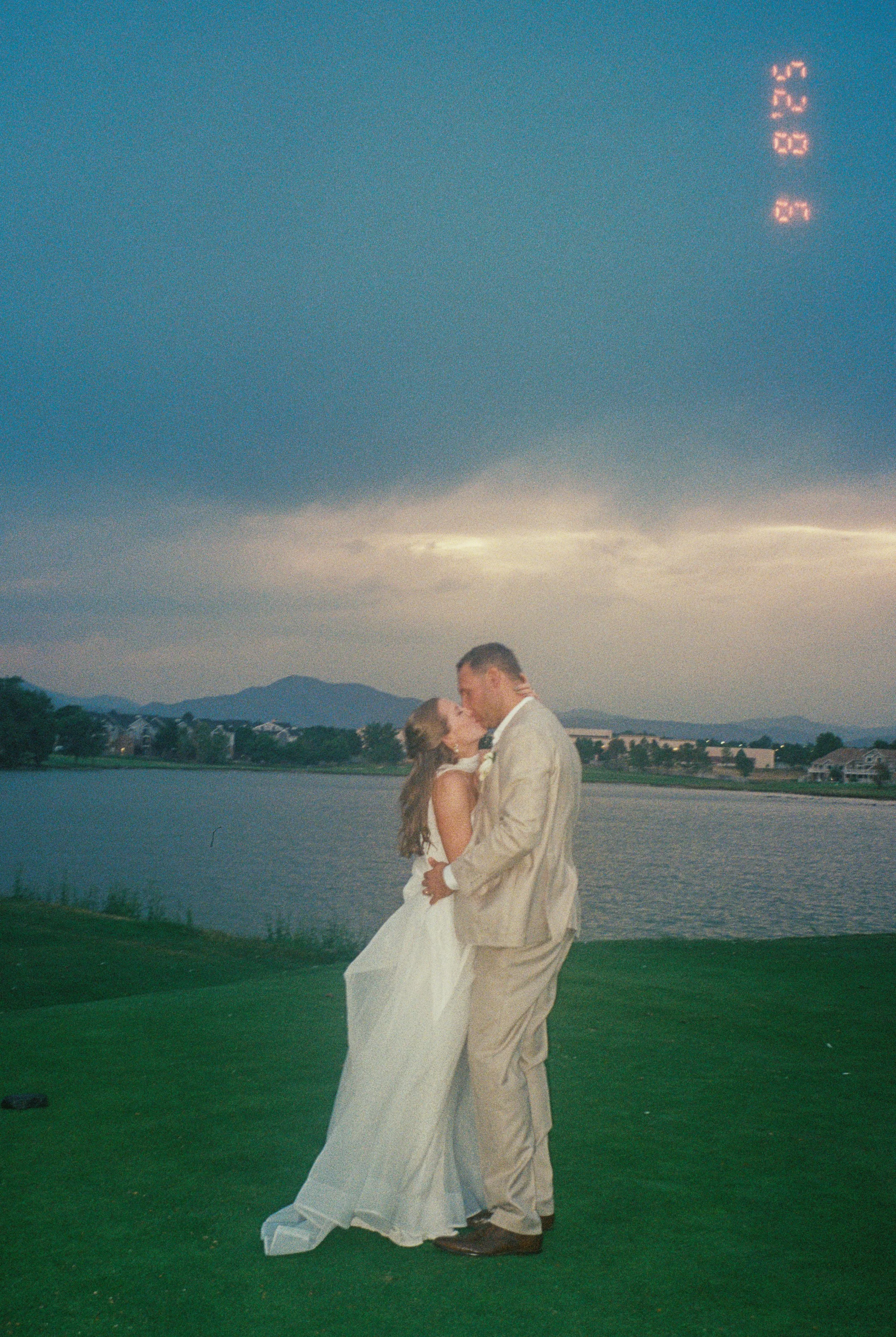 film wedding photo of the bride and groom