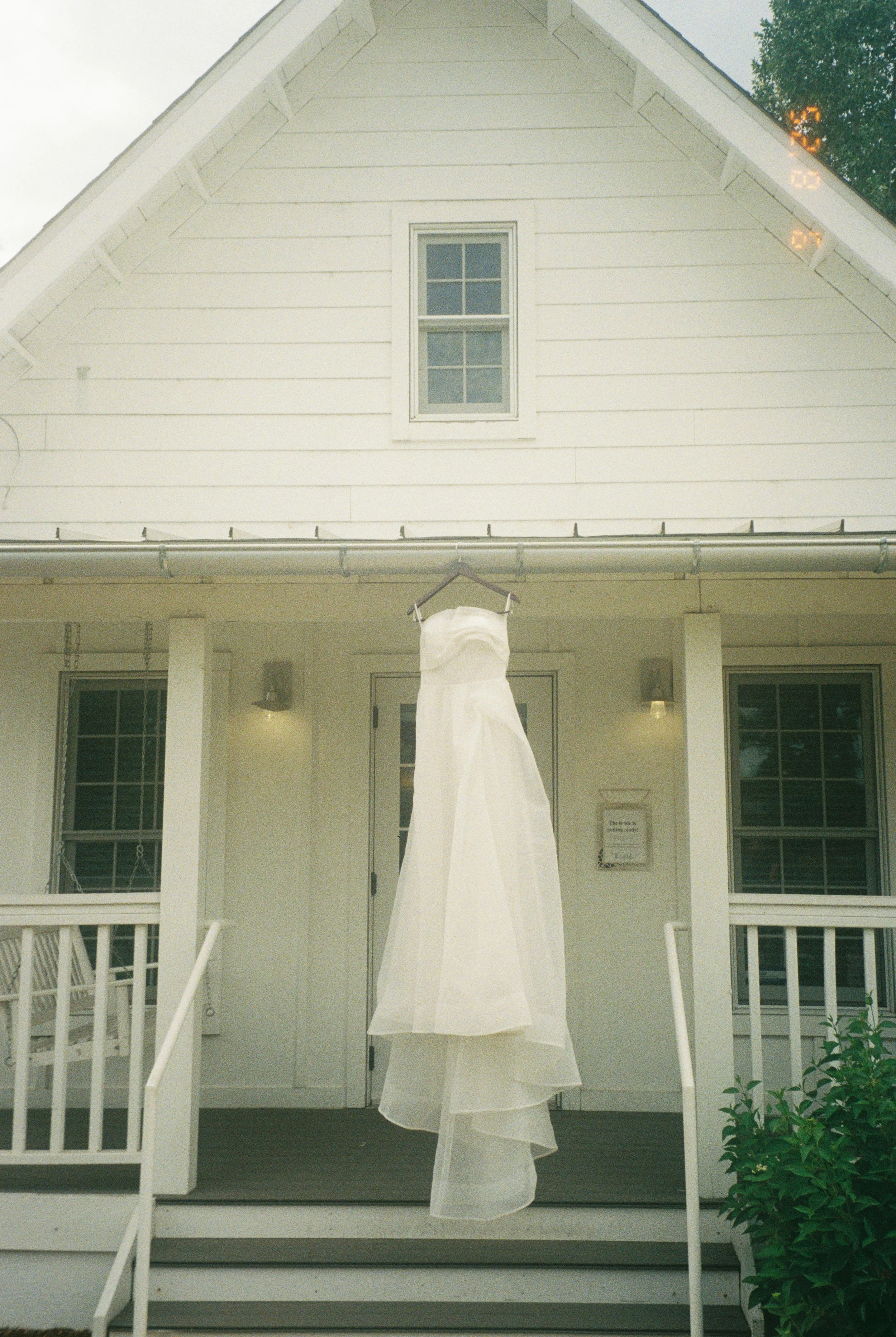 film wedding photo of the bride's dress