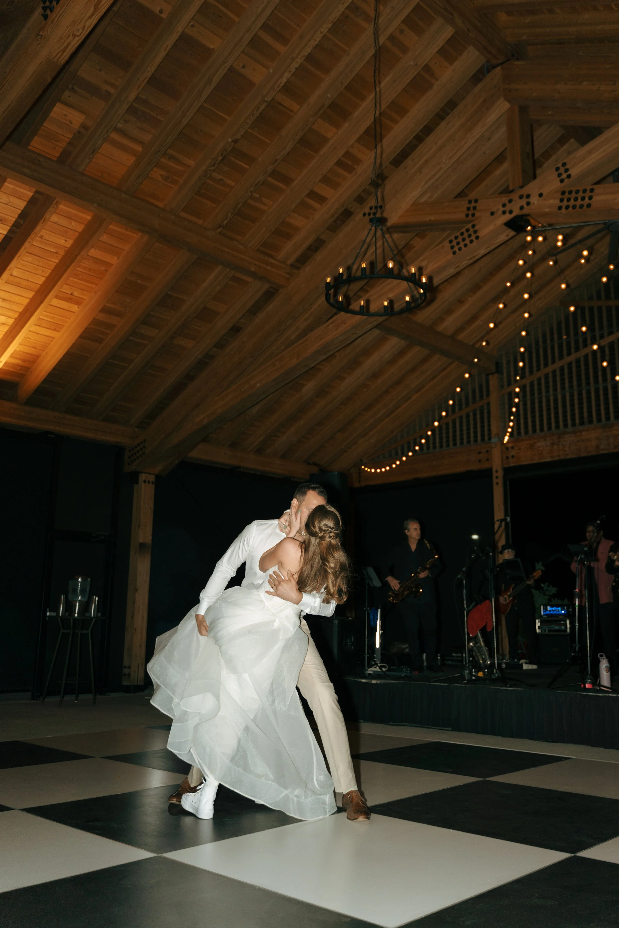 bride and groom dancing at The Barn at Raccoon Creek