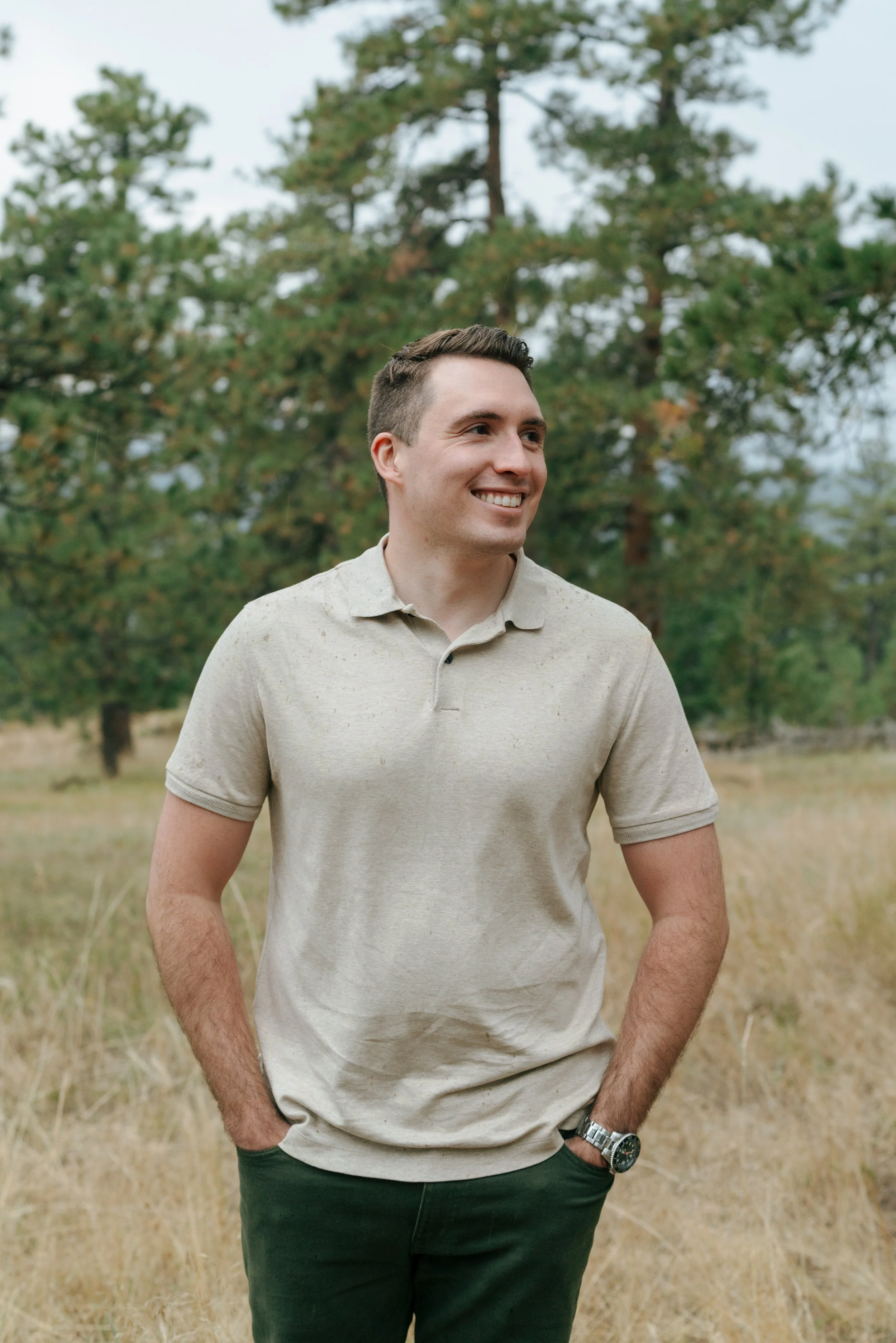 a man at his engagement photoshoot