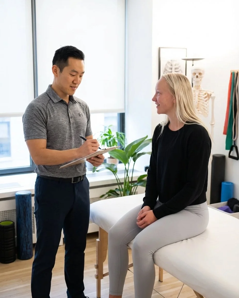 Patient working with a provider at a performance physical therapy clinic in New York