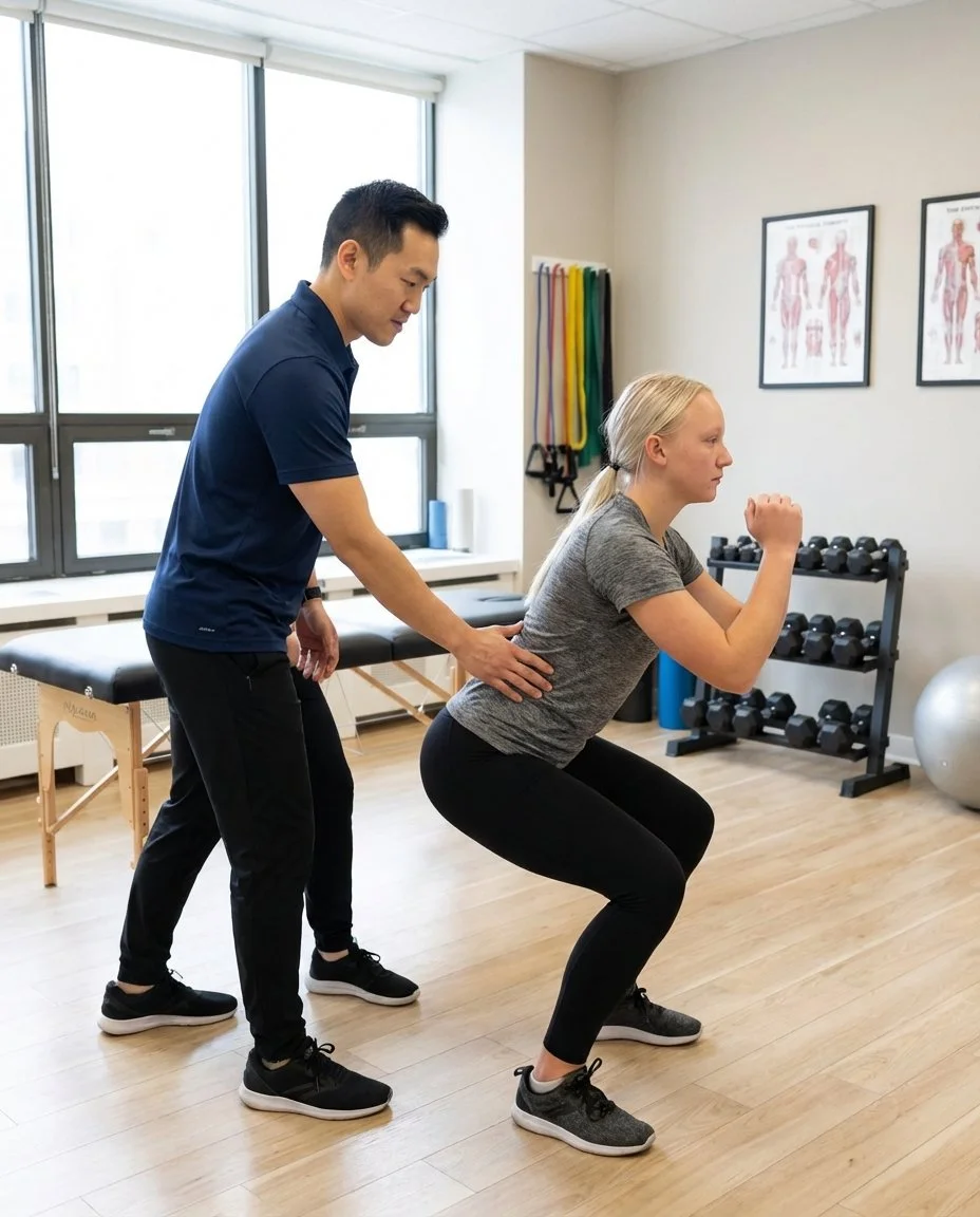 Patient working with a provider at a performance physical therapy clinic in New York