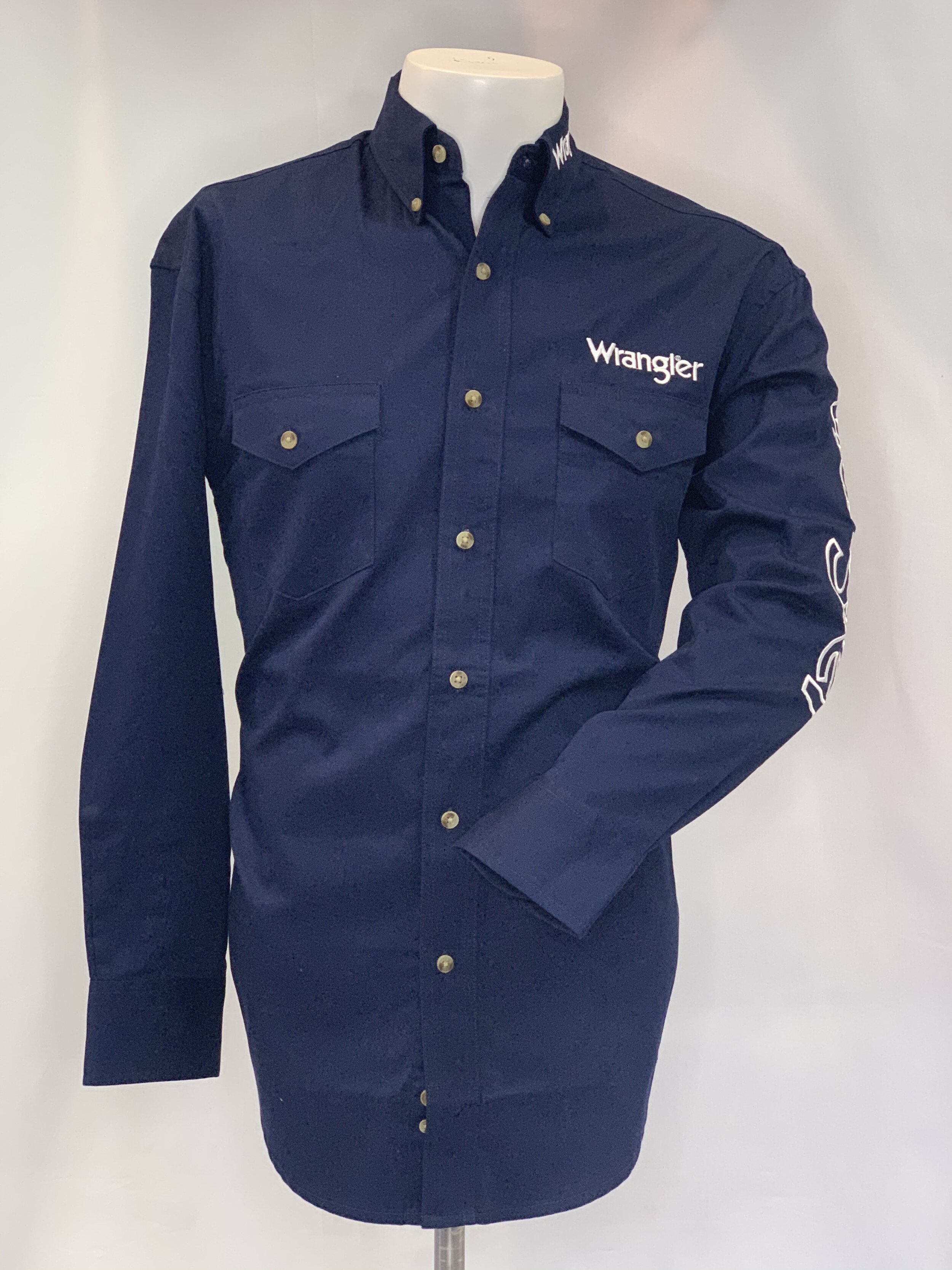 Wrangler Logo Long Sleeve - Navy Blue