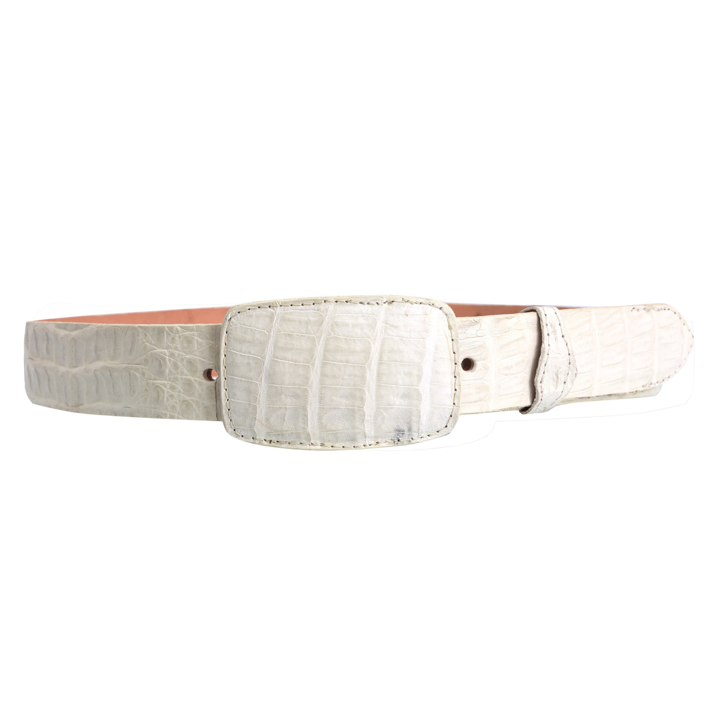 Caiman Alligator Belt - Winter White