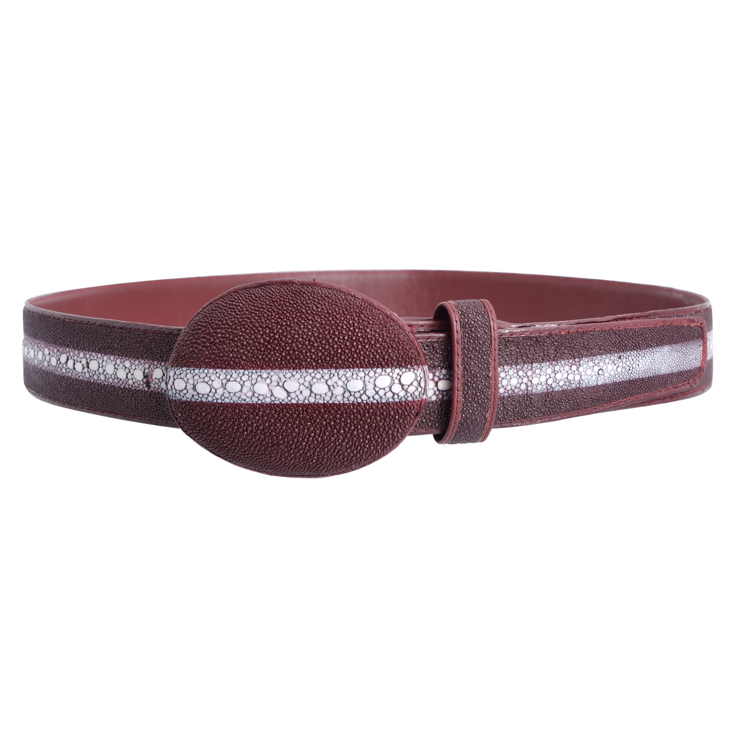 Stingray Print Belt - Burgundy