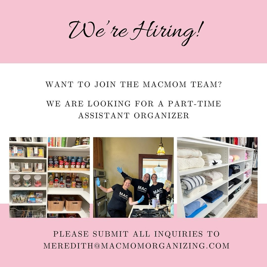 Want to be part of the MACmom team? 

We're looking for a part time assistant organizer.

Availability 2-3 times per week from 
9am -4pm depending on our schedule.

We are Morris County based but we travel to other parts of NJ and NYC.

Please email 
