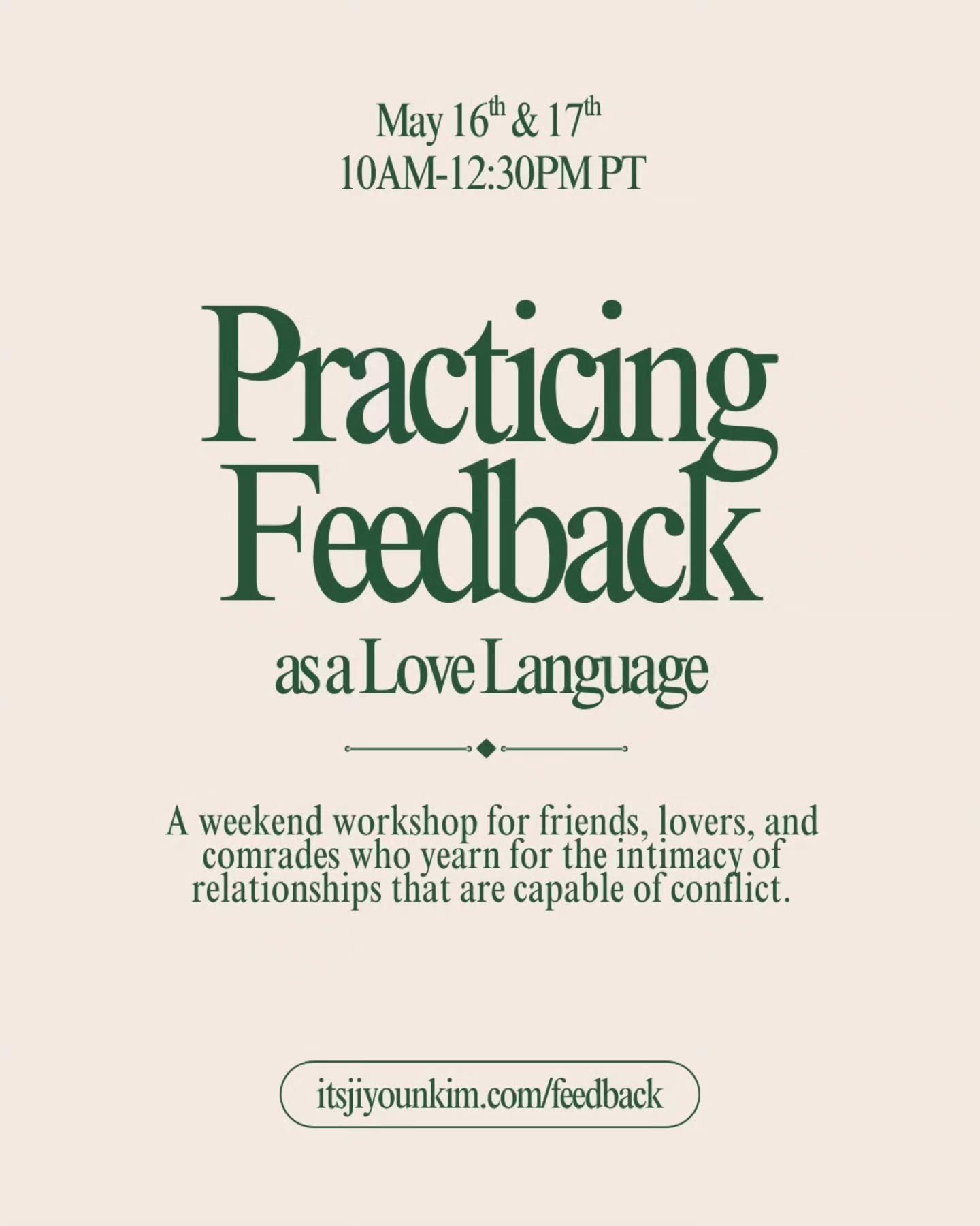 practicing feedback is a love language because it's an invitation to co-create and deepen relationship.

it's a leaning in, turning towards.

an act of extending oneself to say&mdash;hey this isn't working, could we try something else?

it makes spac