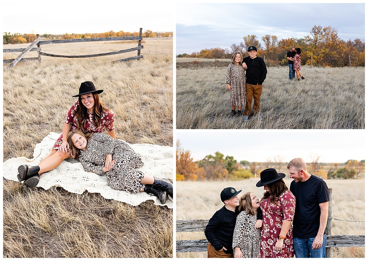 Outdoor fall family pictures in North Dakota. Taken by Kellie Rochelle Photography, a North Dakota Family Photographer.