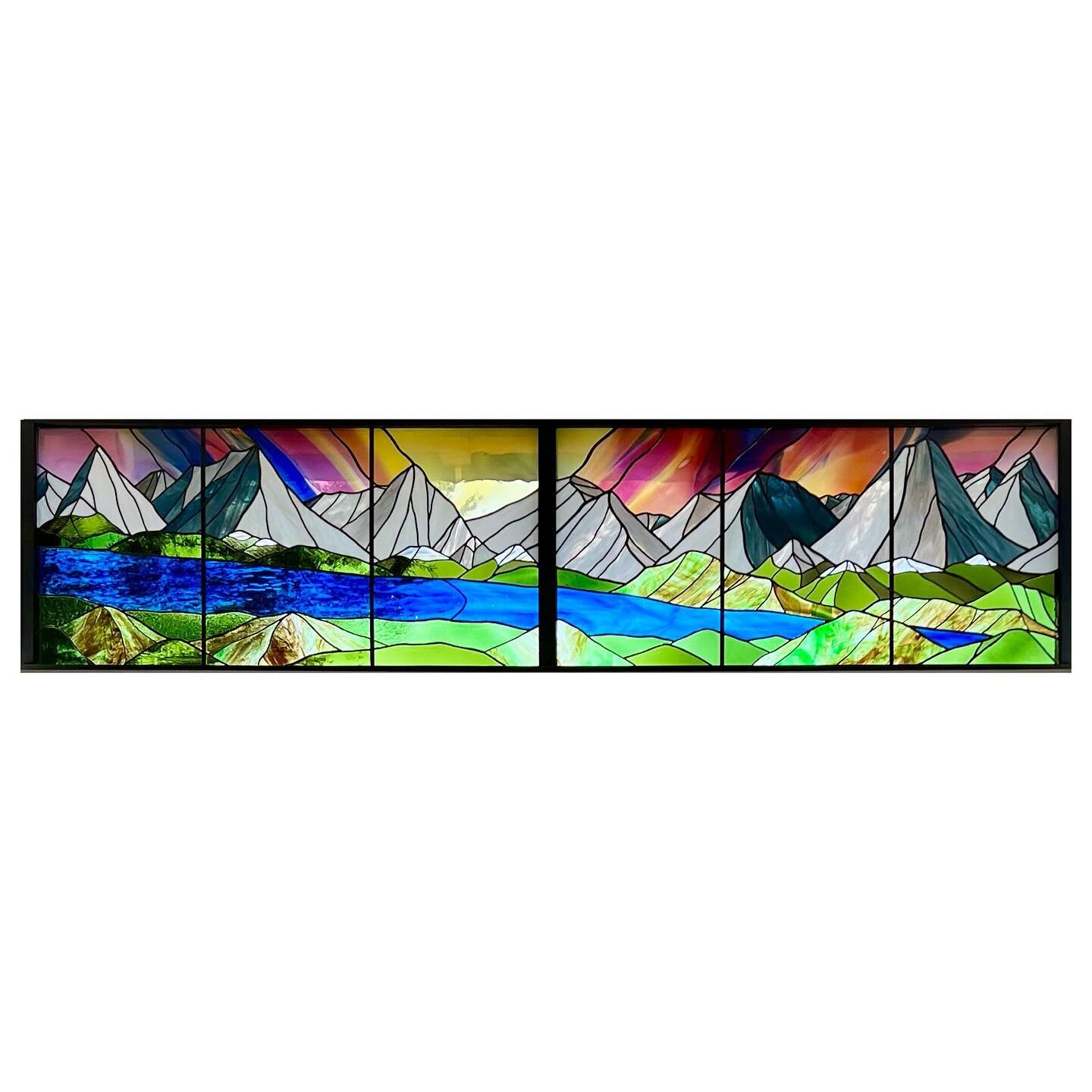 Sharing a few still shots from this big range of glass mountains. I have a huge appreciation for the client for entrusting me with art for this central room in their home and Phil and Dane who helped package, transport and install these panels into a