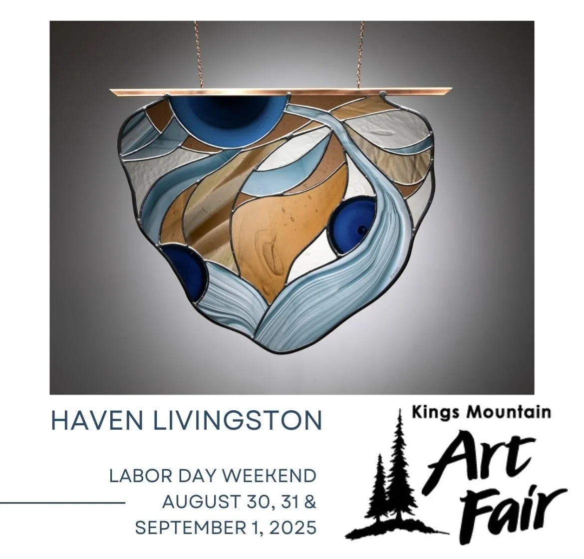 It&rsquo;s going to be a beautiful sunny weekend in the redwoods! Hope you can make it 🌲💙🩵 #woodside #stainedglassartist #stainedglass #centralcalifornia #redwoods #artfestival