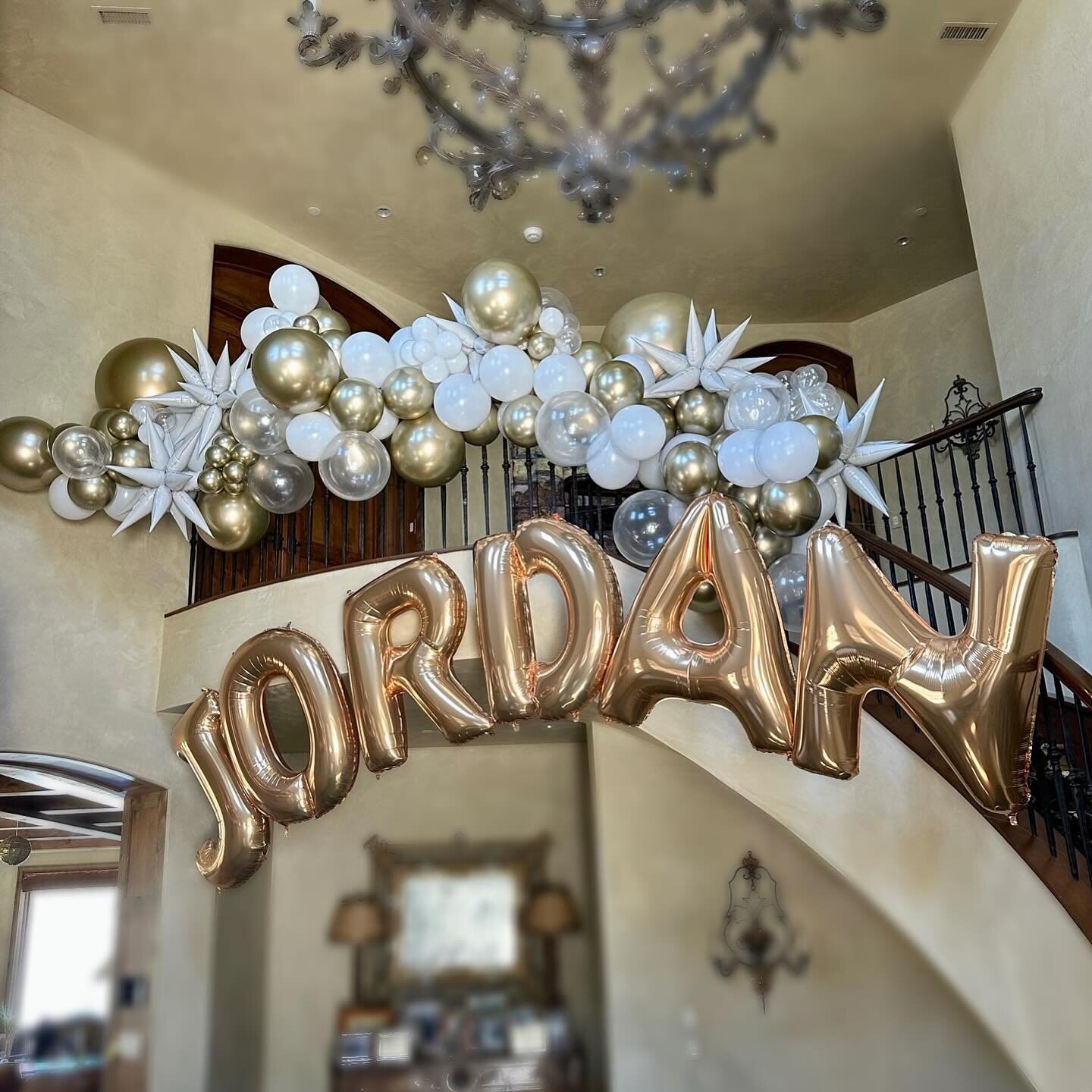 Organic Garland in shades of white &amp; gold with Jumbo Gold Letters for this birthday girl ✨