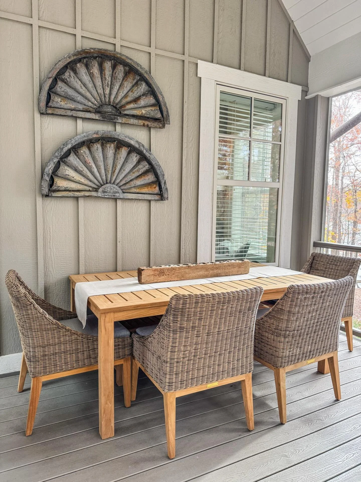 How cool are those antique architectural pieces?! My partner found those in an antique store in Delaware. This porch has it all- new and old. 

#outdoorfurniture #interiordesign #antiques #marylanddesigner #homestyle