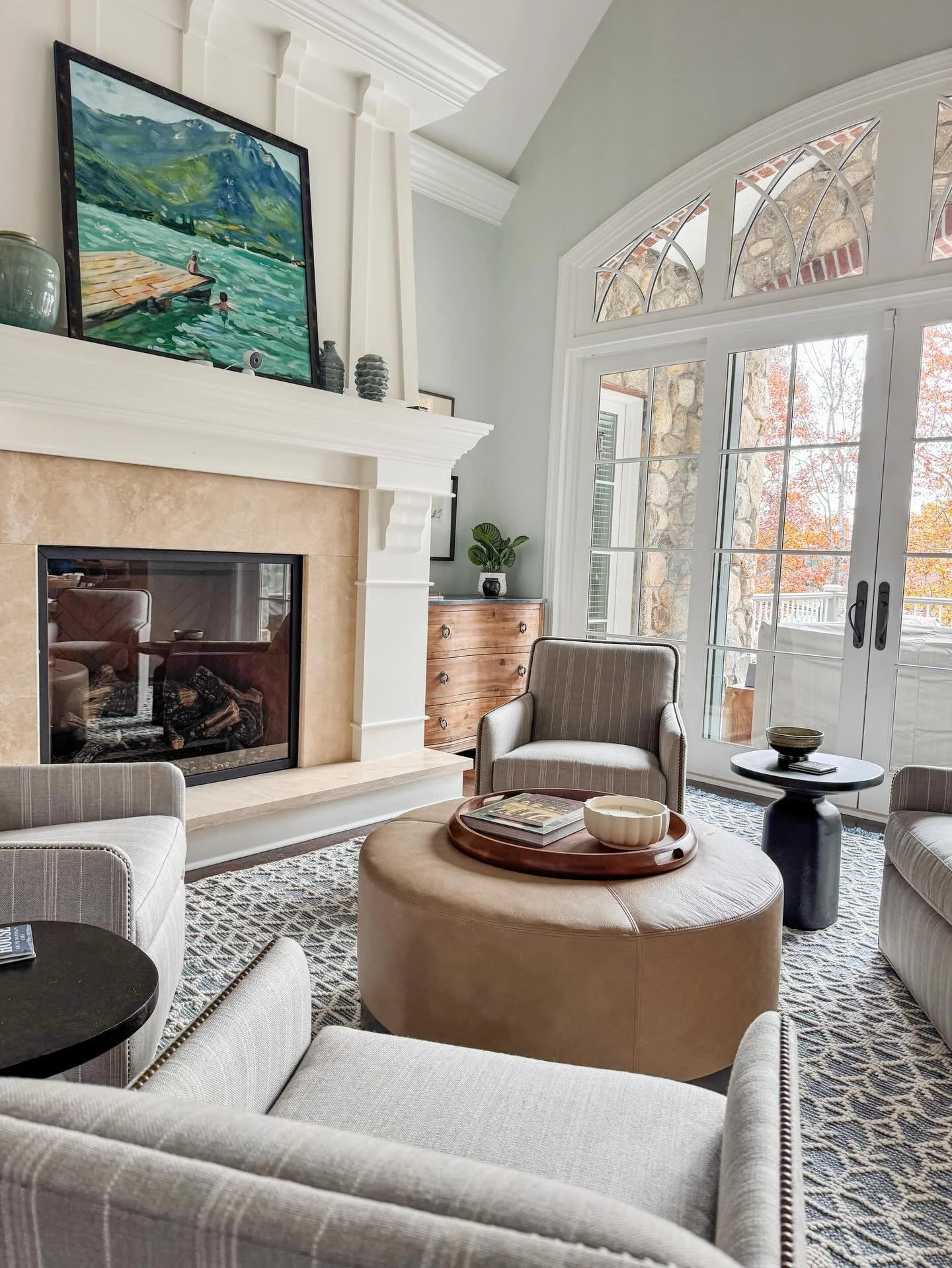 This was previously an underused living room but by lowering the formality and adding four cozy chairs and an ottoman it now begs you to come in and enjoy. The views don&rsquo;t hurt either 😉