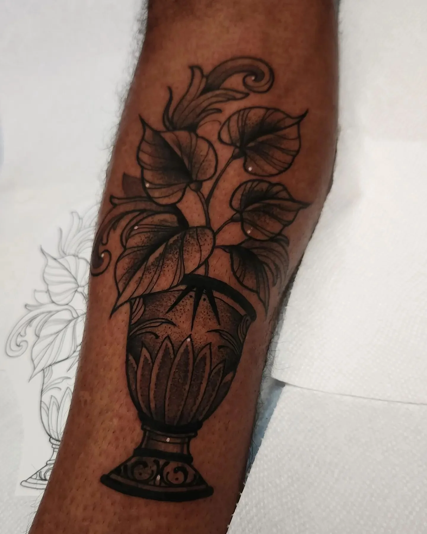 Some pretty filigree plants from my flashbook for John!  Thanks so much for always getting stuff from my flashbook! It means so much!! Thanks for looking!❤️
.
.
.
Book @ ilenagonzaleztattoo.com
.
.
.
#empireinks#musotoku#axysrotary#peakneedles#ohiota