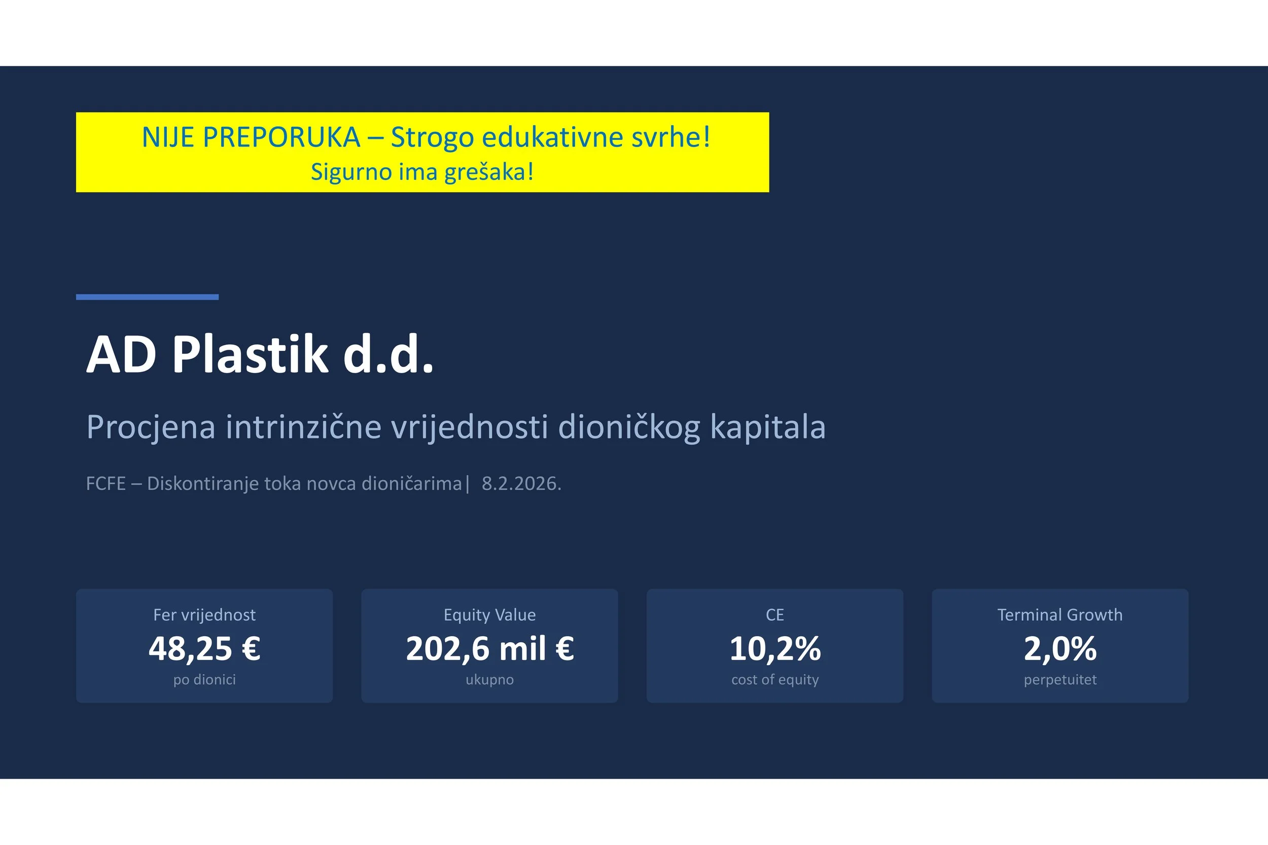 Osnove ulaganja: primjer valuacije: ADPL 